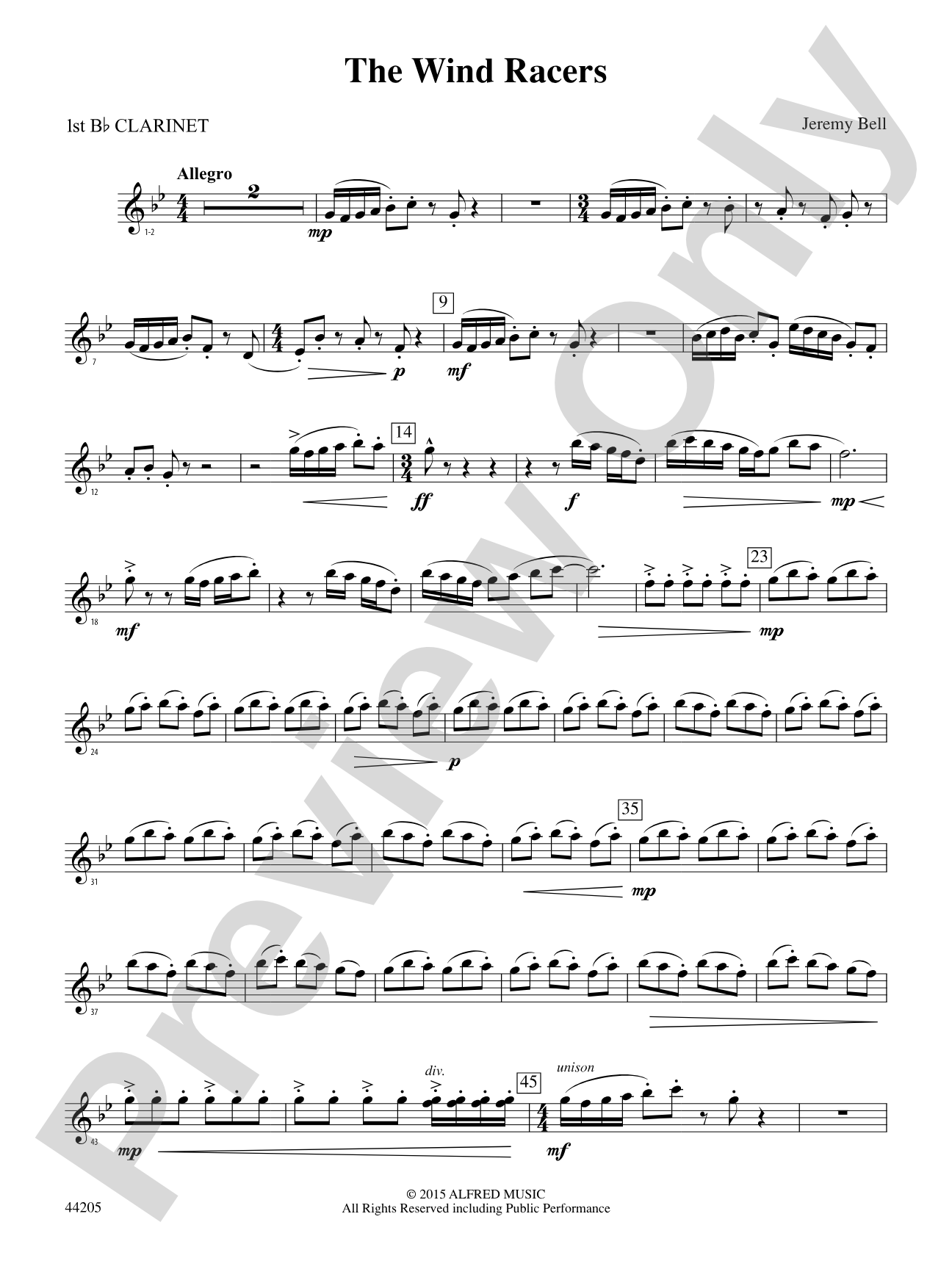 The Wind Racers: 1st B-flat Clarinet
