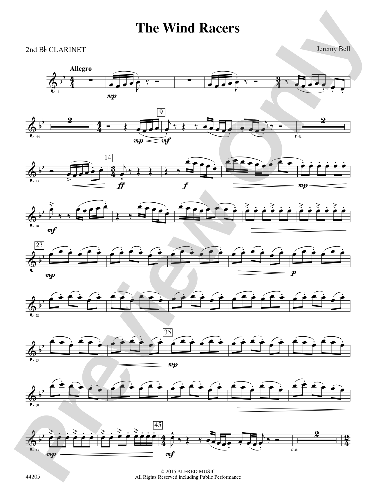 The Wind Racers: 2nd B-flat Clarinet