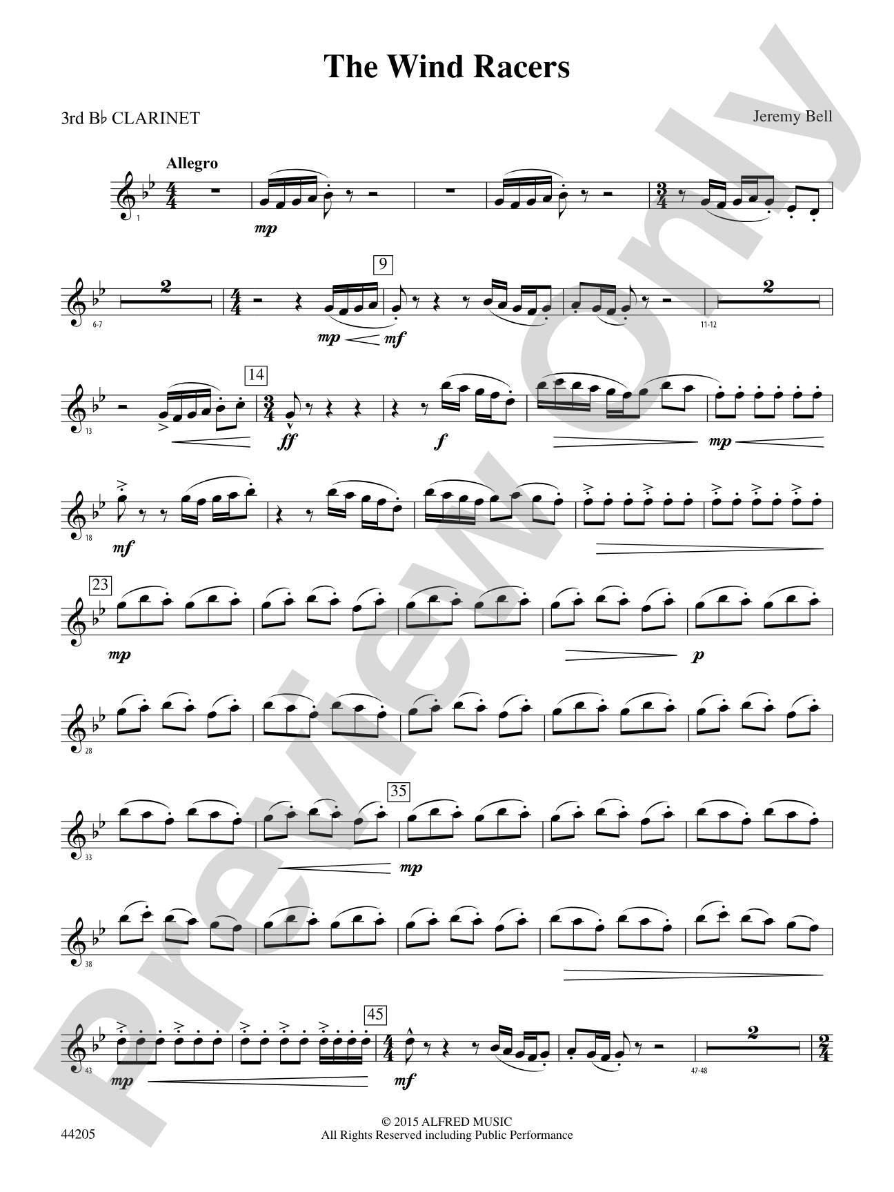 The Wind Racers: 3rd B-flat Clarinet