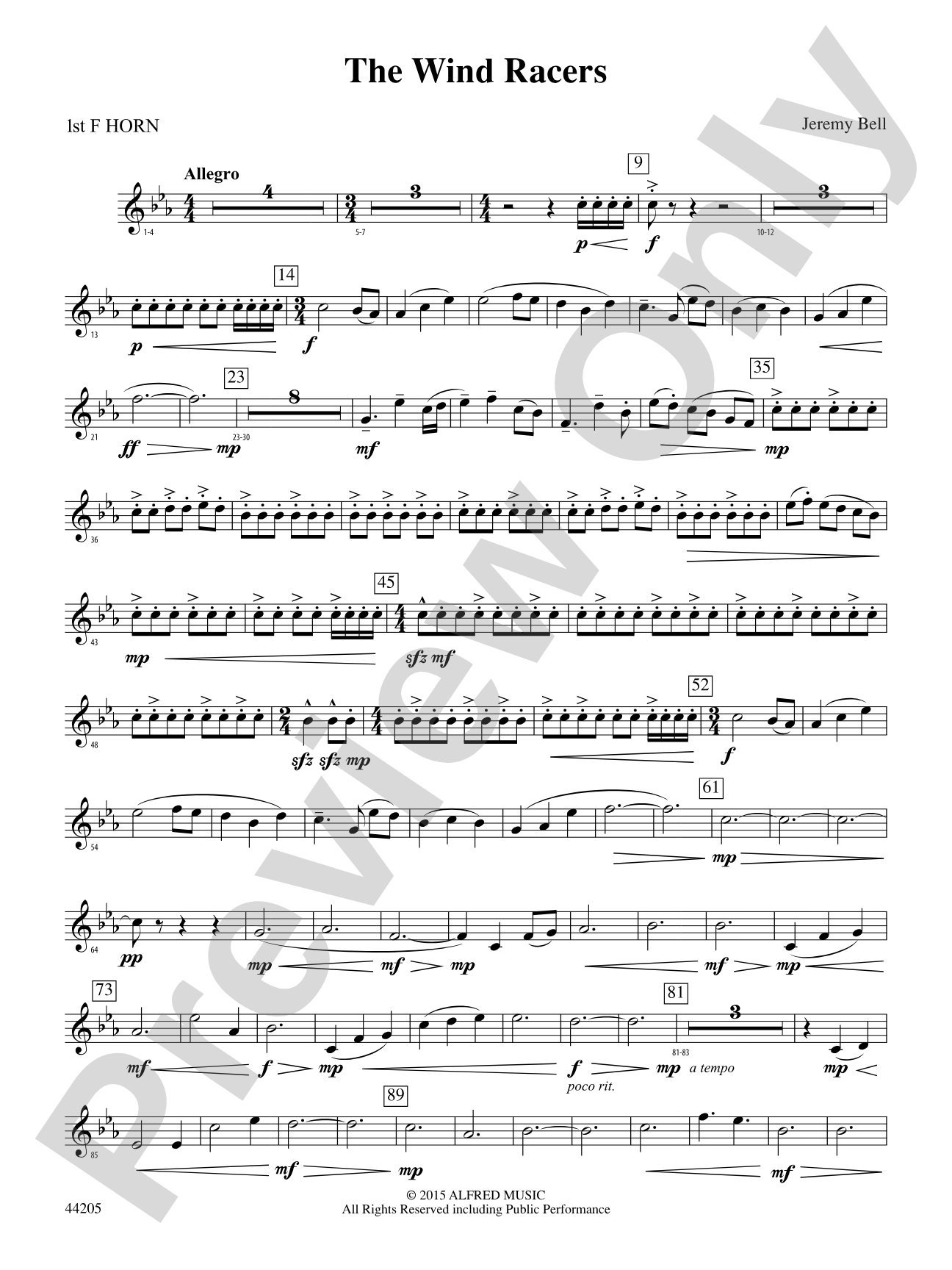 The Wind Racers: 1st F Horn
