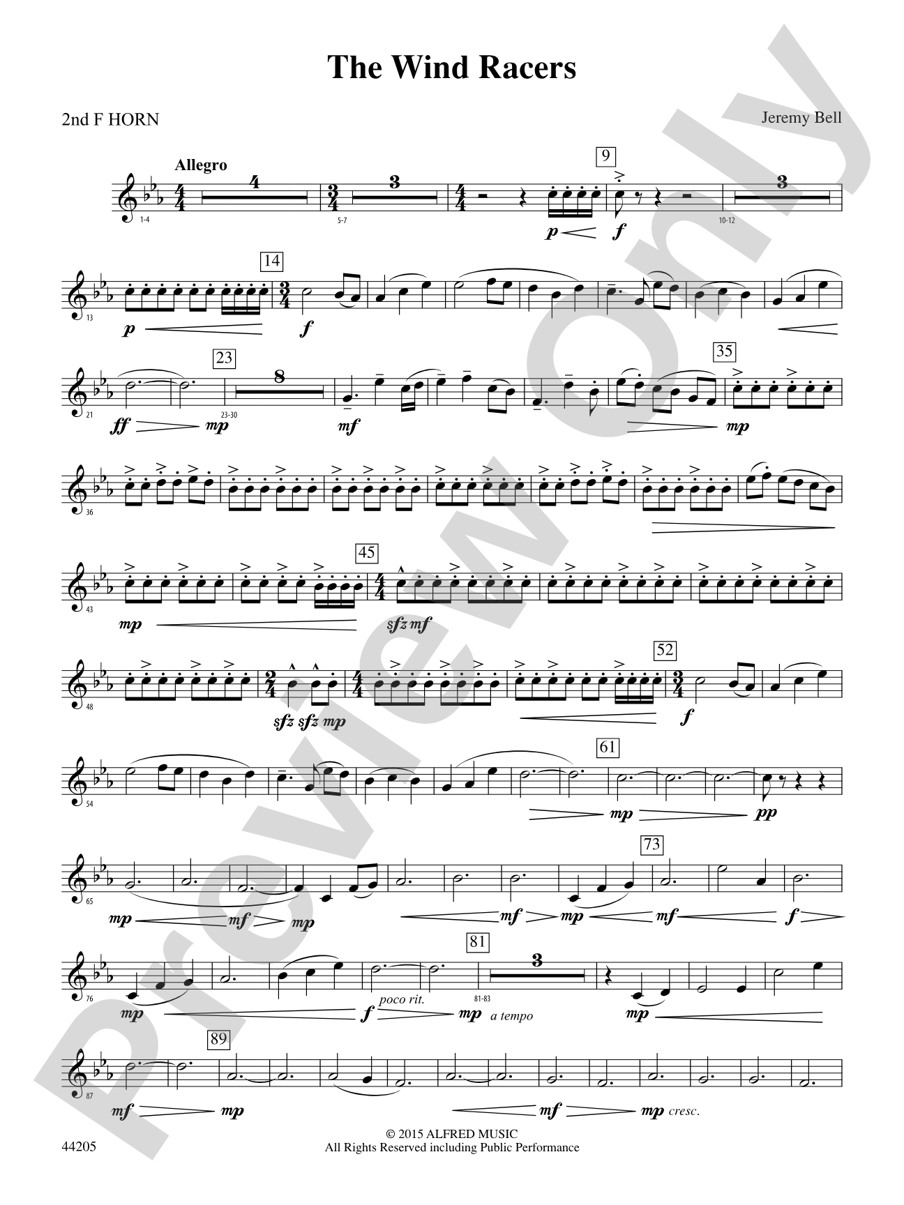 The Wind Racers: 2nd F Horn
