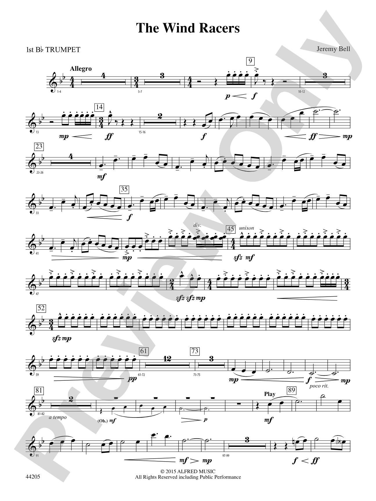 The Wind Racers: 1st B-flat Trumpet