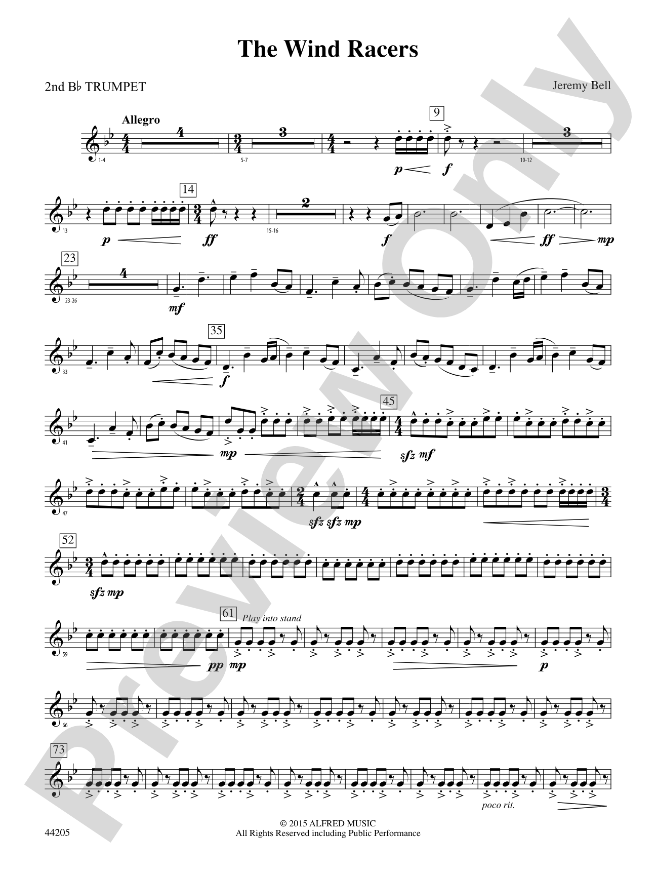 The Wind Racers: 2nd B-flat Trumpet