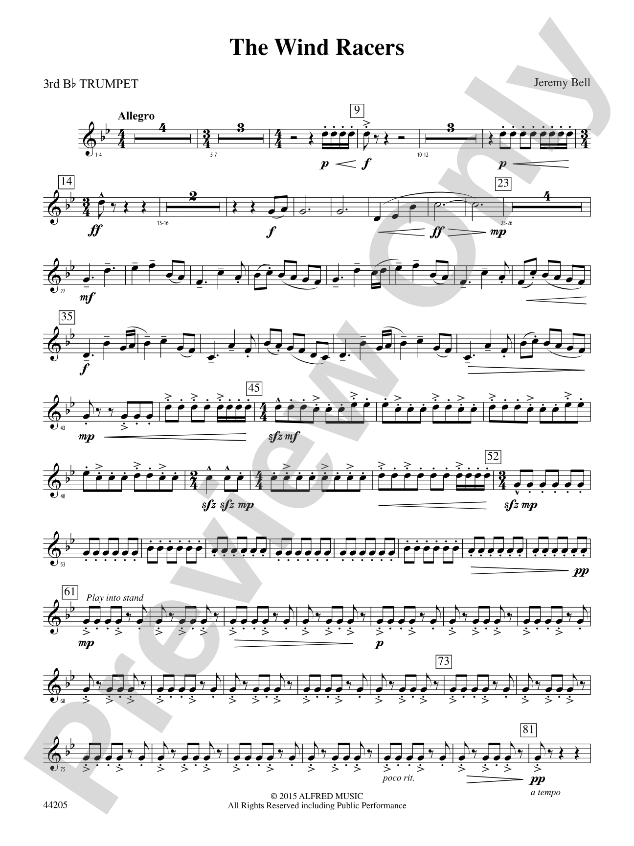 The Wind Racers: 3rd B-flat Trumpet