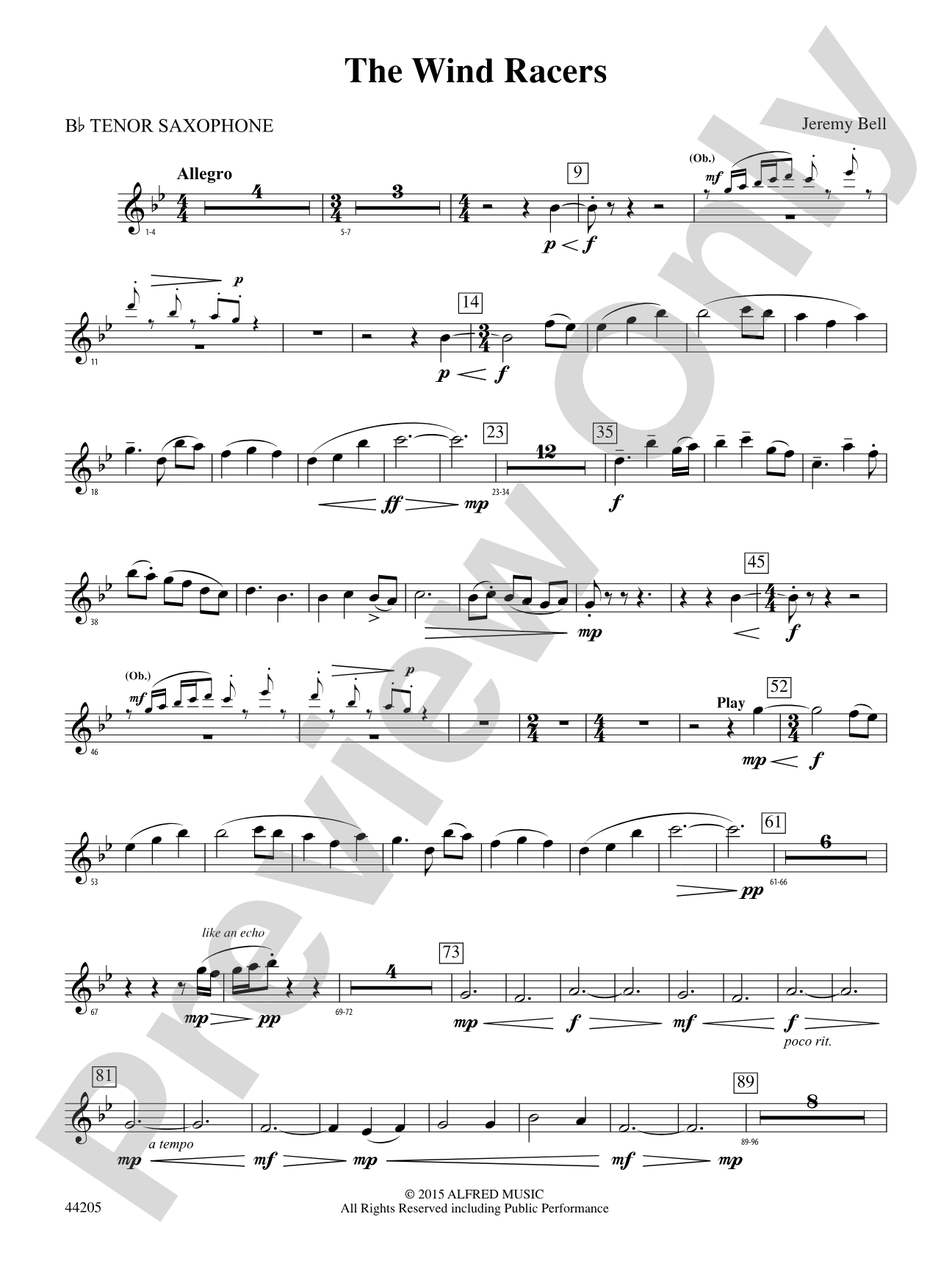 The Wind Racers: B-flat Tenor Saxophone