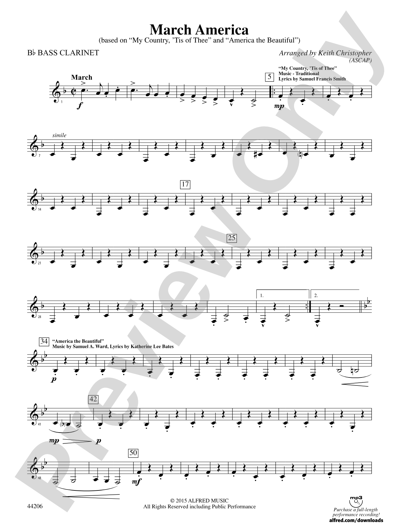 March America: B-flat Bass Clarinet