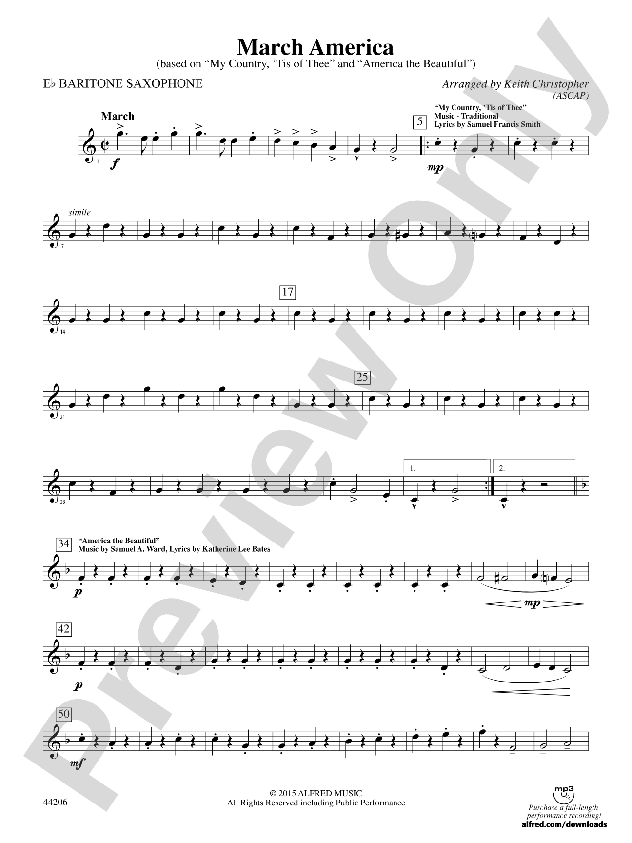 March America: E-flat Baritone Saxophone