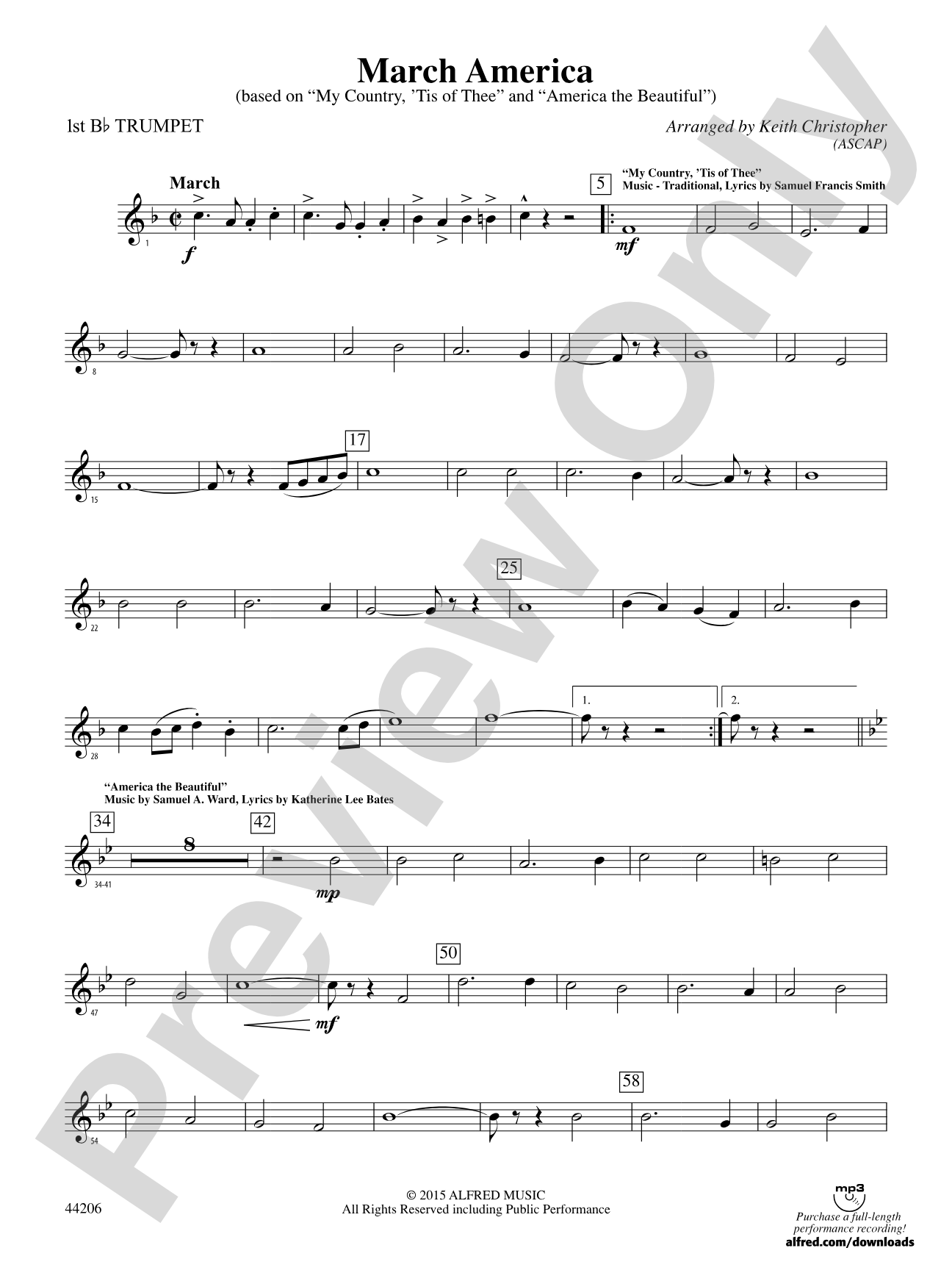 March America: 1st B-flat Trumpet