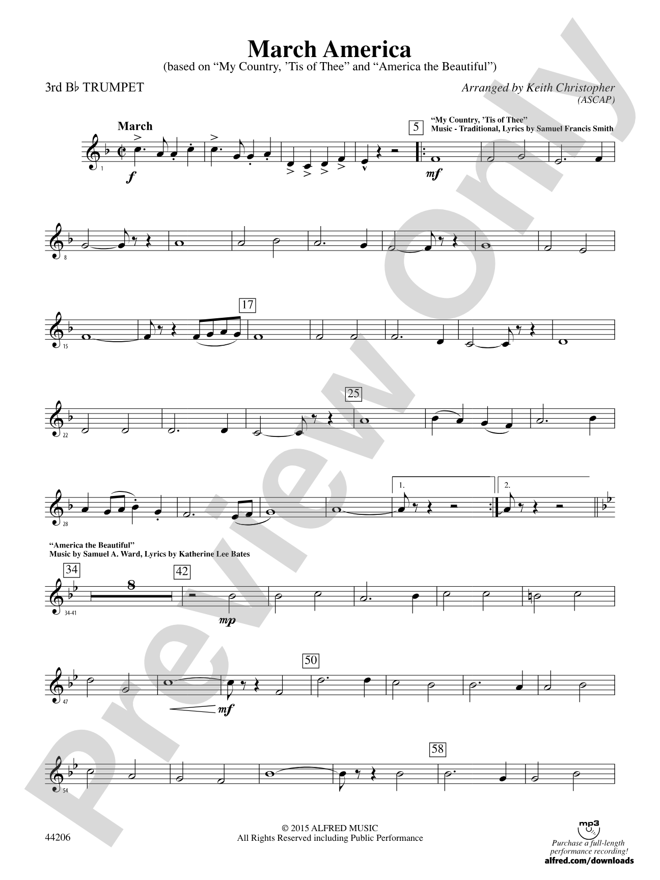 March America: 3rd B-flat Trumpet