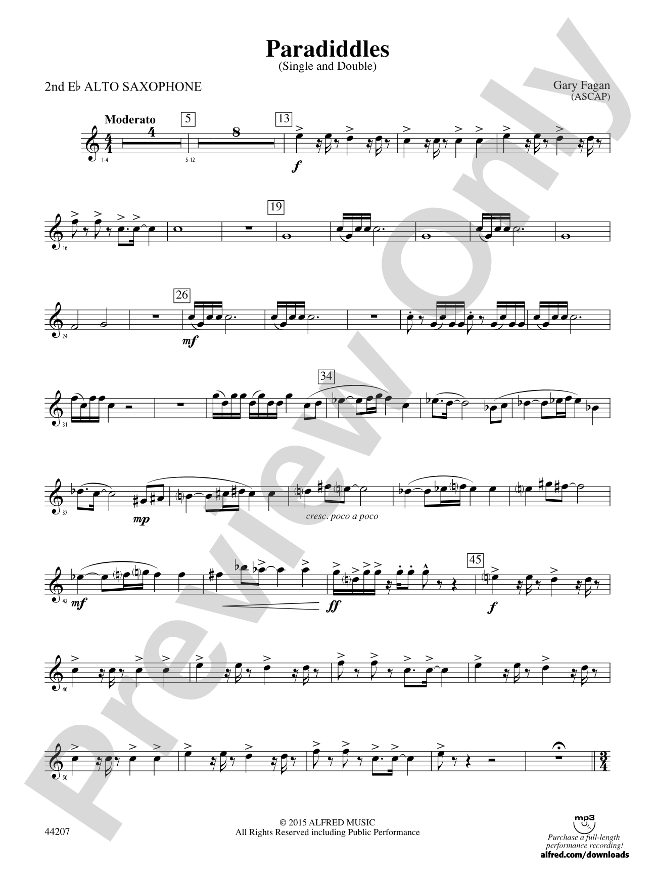 Paradiddles: 2nd E-flat Alto Saxophone