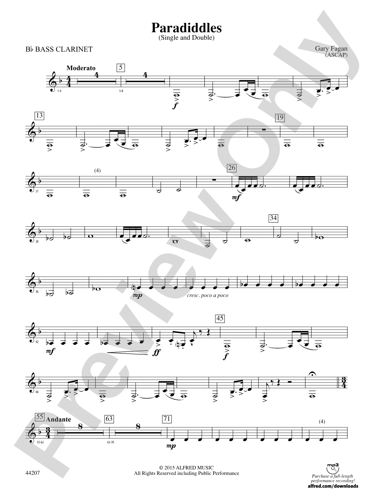 Paradiddles: B-flat Bass Clarinet