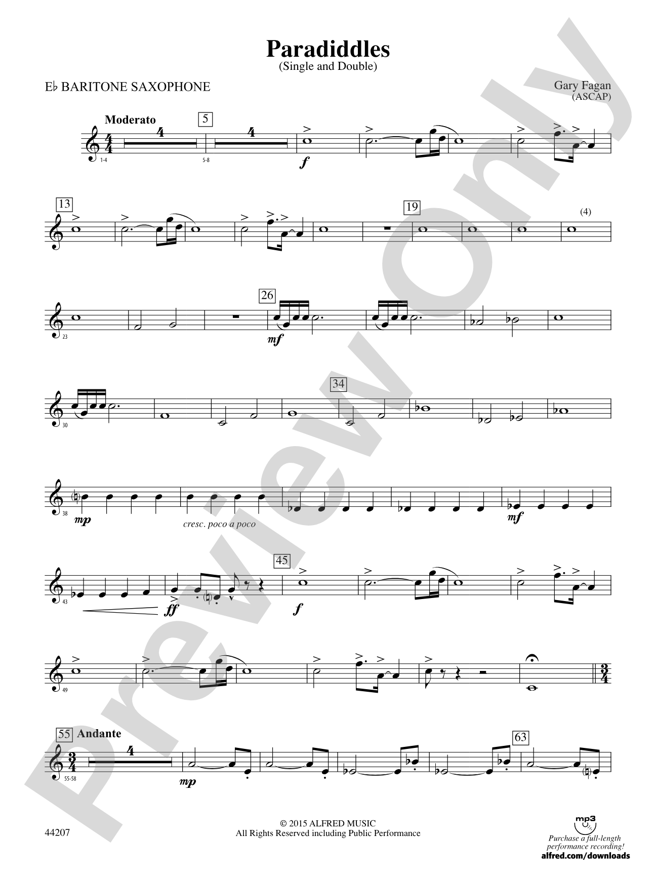 Paradiddles: E-flat Baritone Saxophone