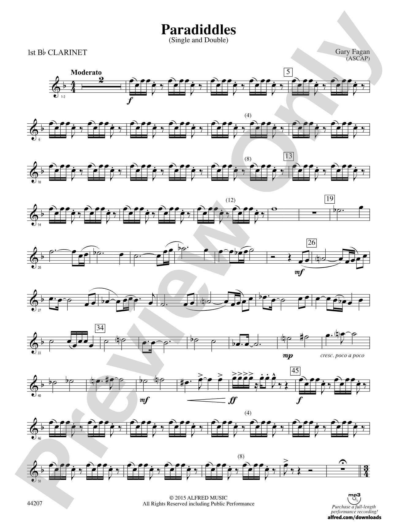 Paradiddles: 1st B-flat Clarinet
