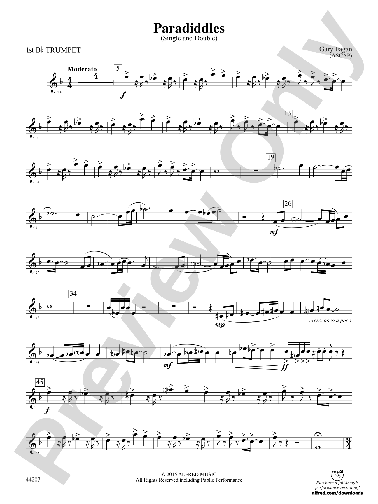 Paradiddles: 1st B-flat Trumpet