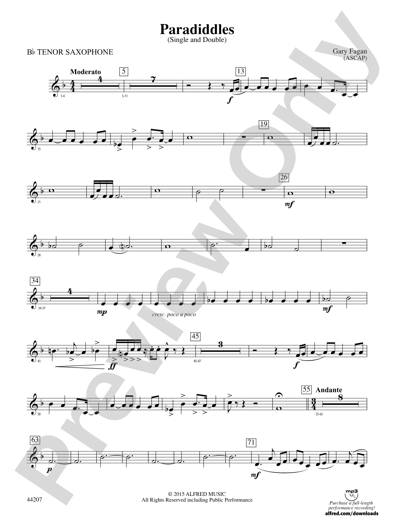 Paradiddles: B-flat Tenor Saxophone
