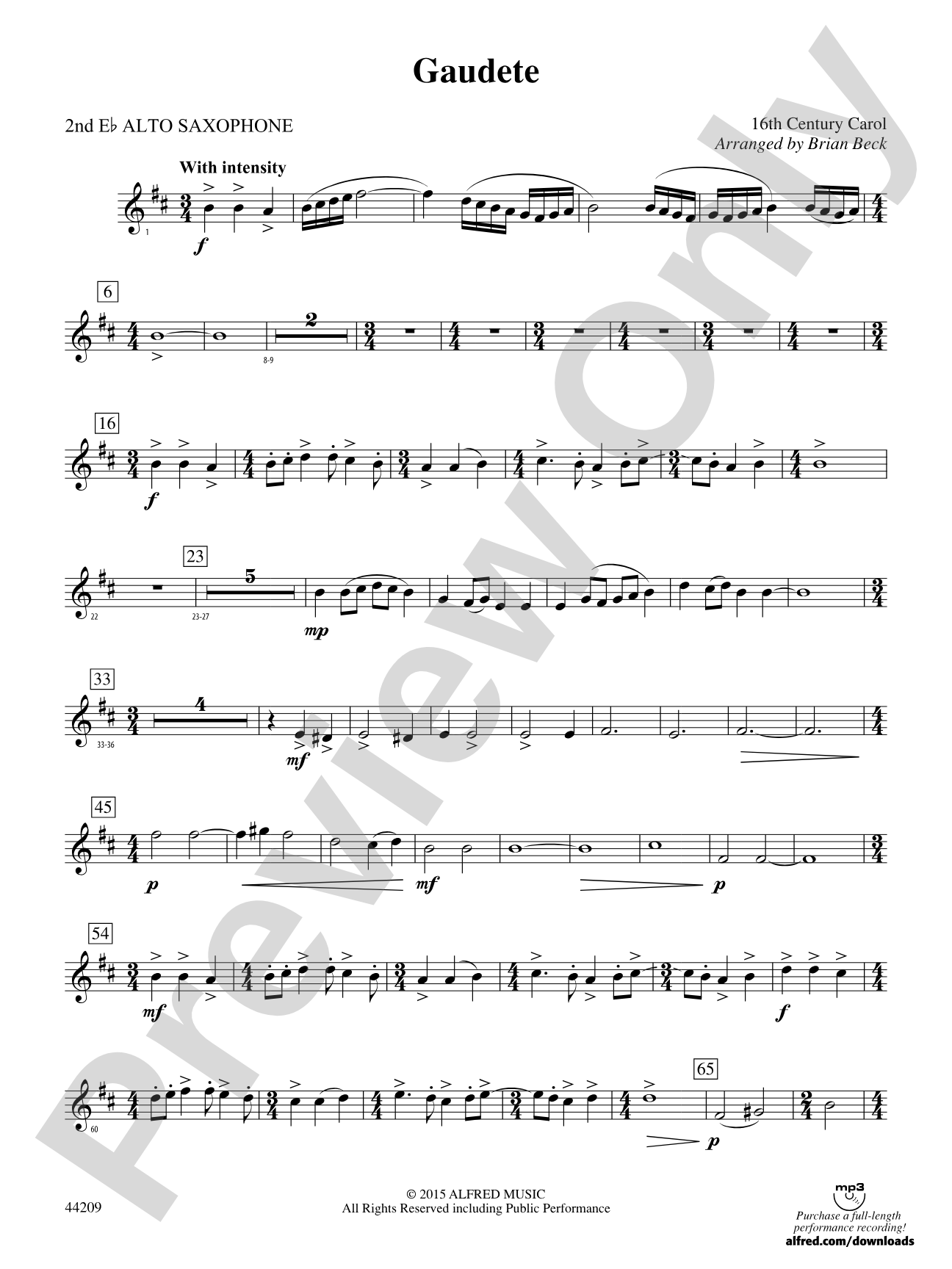 Gaudete: 2nd E-flat Alto Saxophone