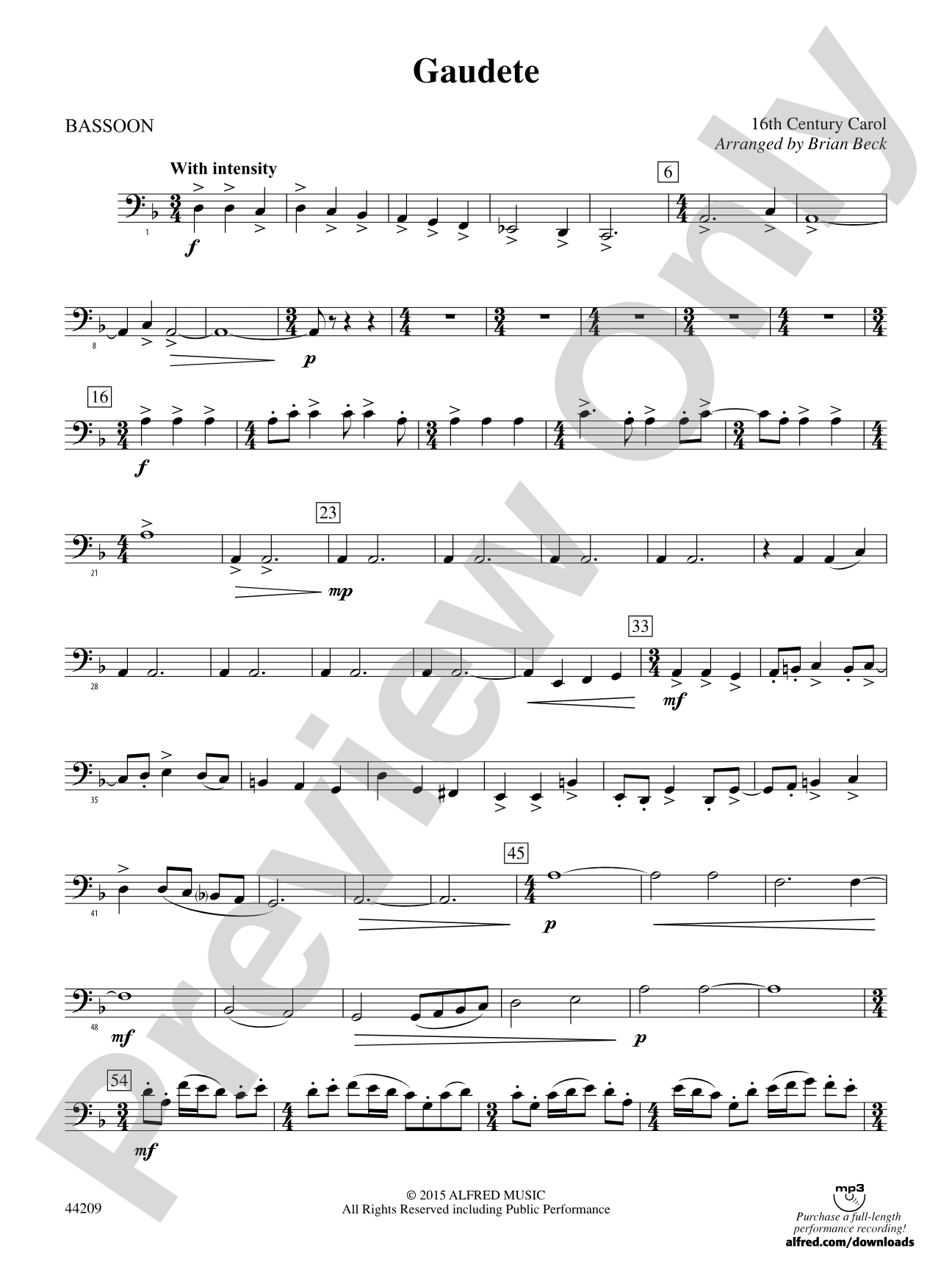 Gaudete: Bassoon