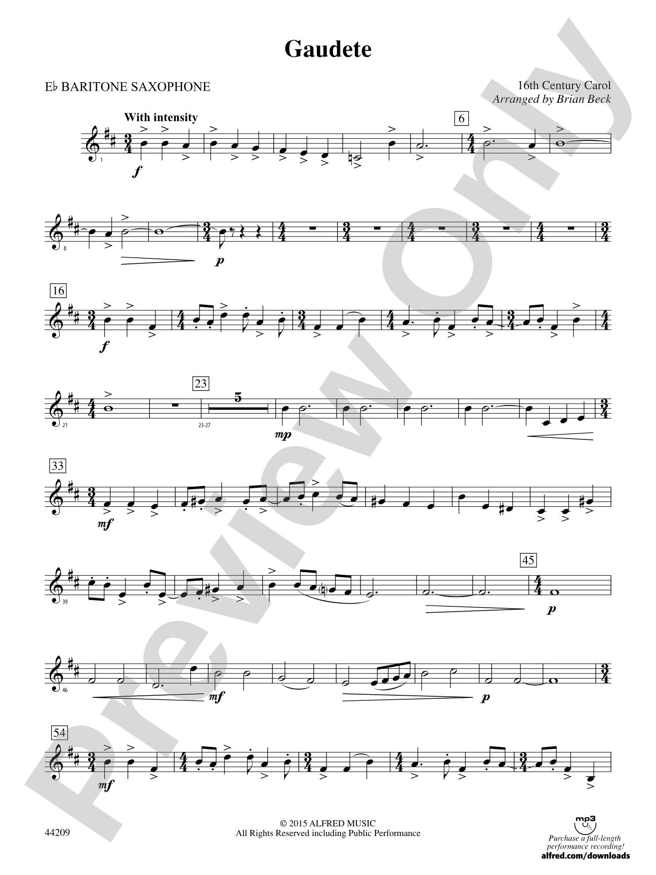 Gaudete: E-flat Baritone Saxophone
