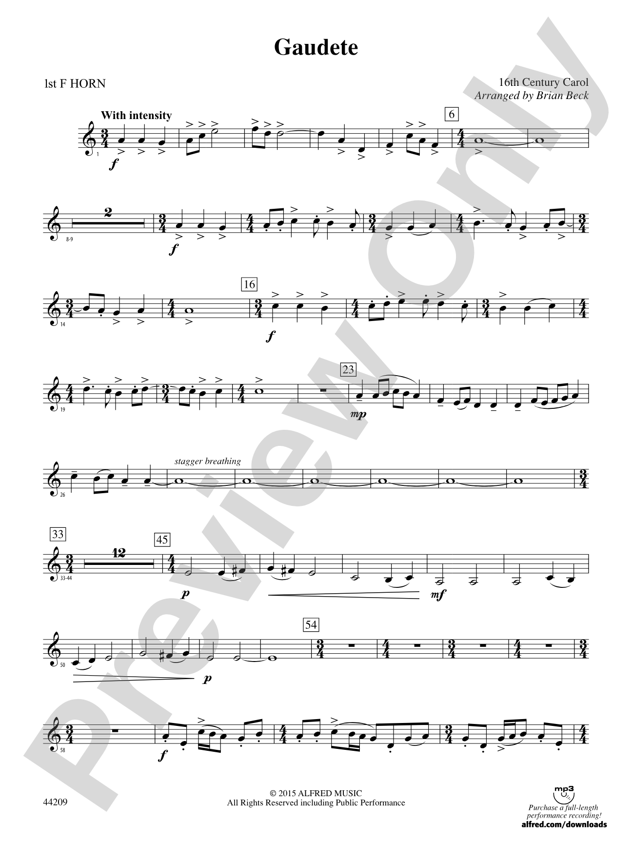 Gaudete: 1st F Horn
