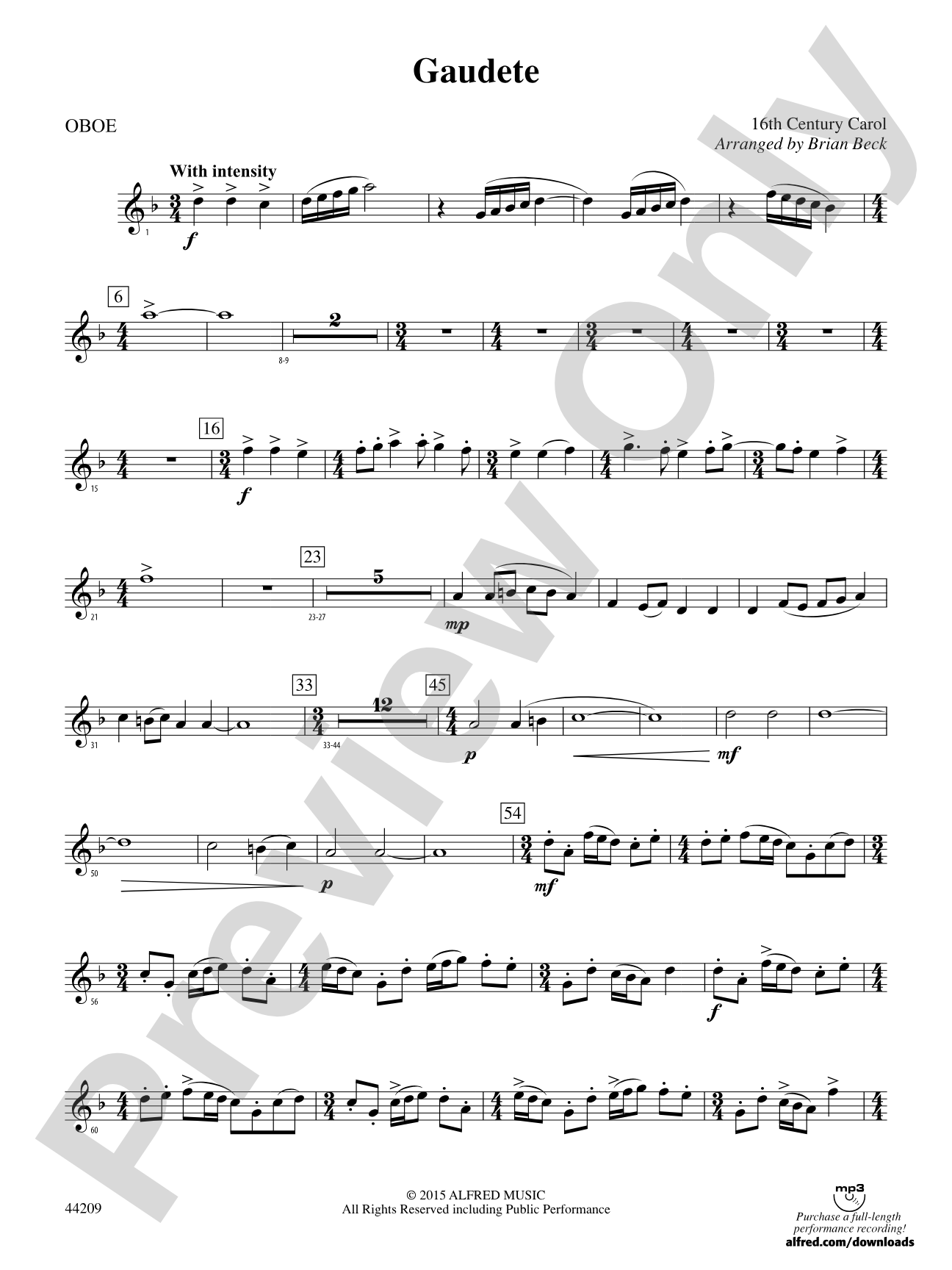 Gaudete: Oboe