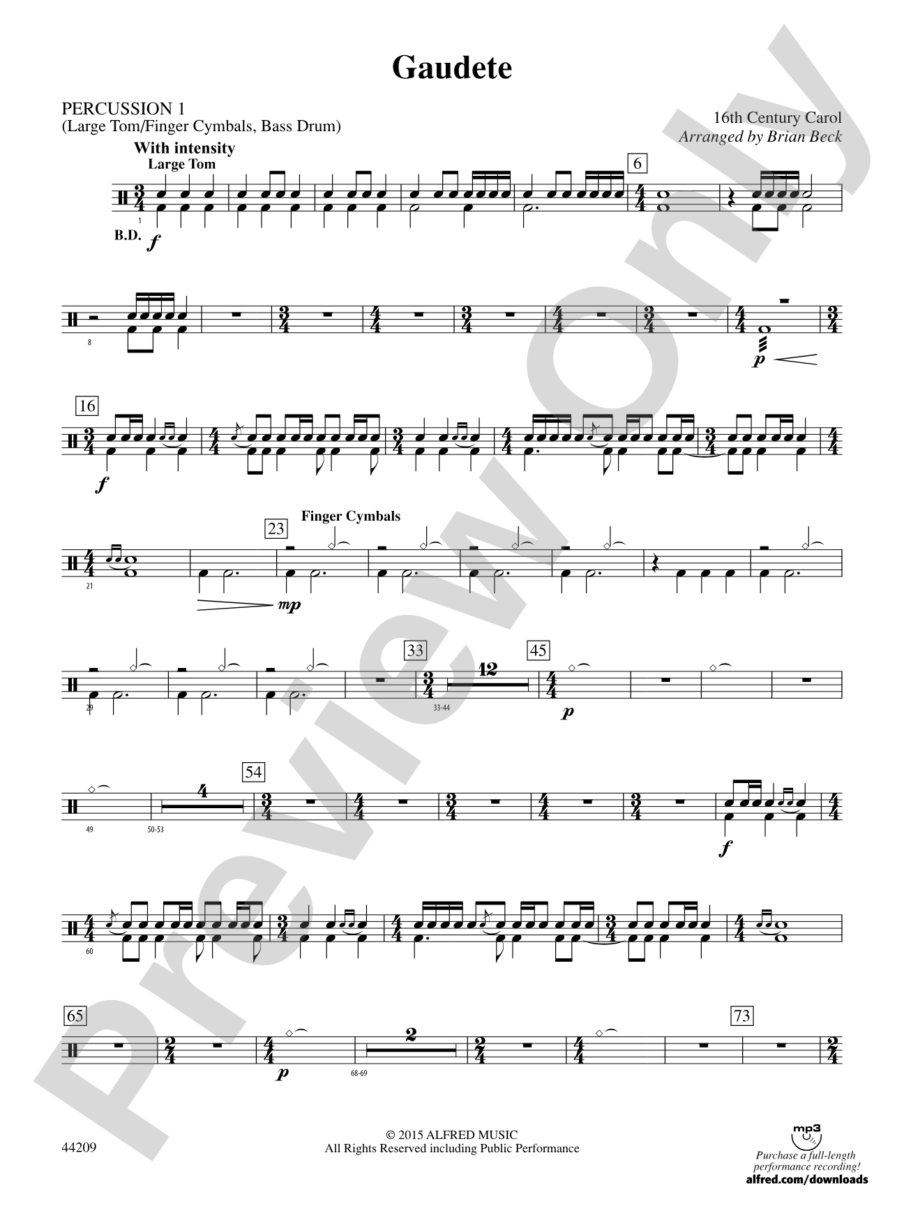 Gaudete: 1st Percussion