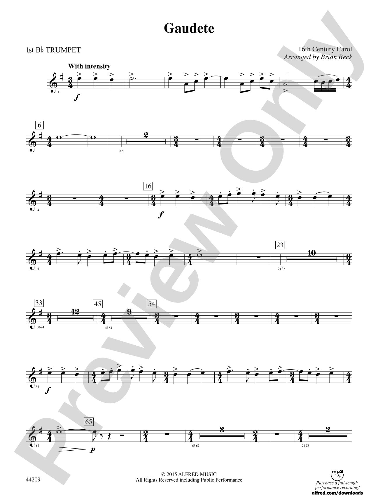 Gaudete: 1st B-flat Trumpet