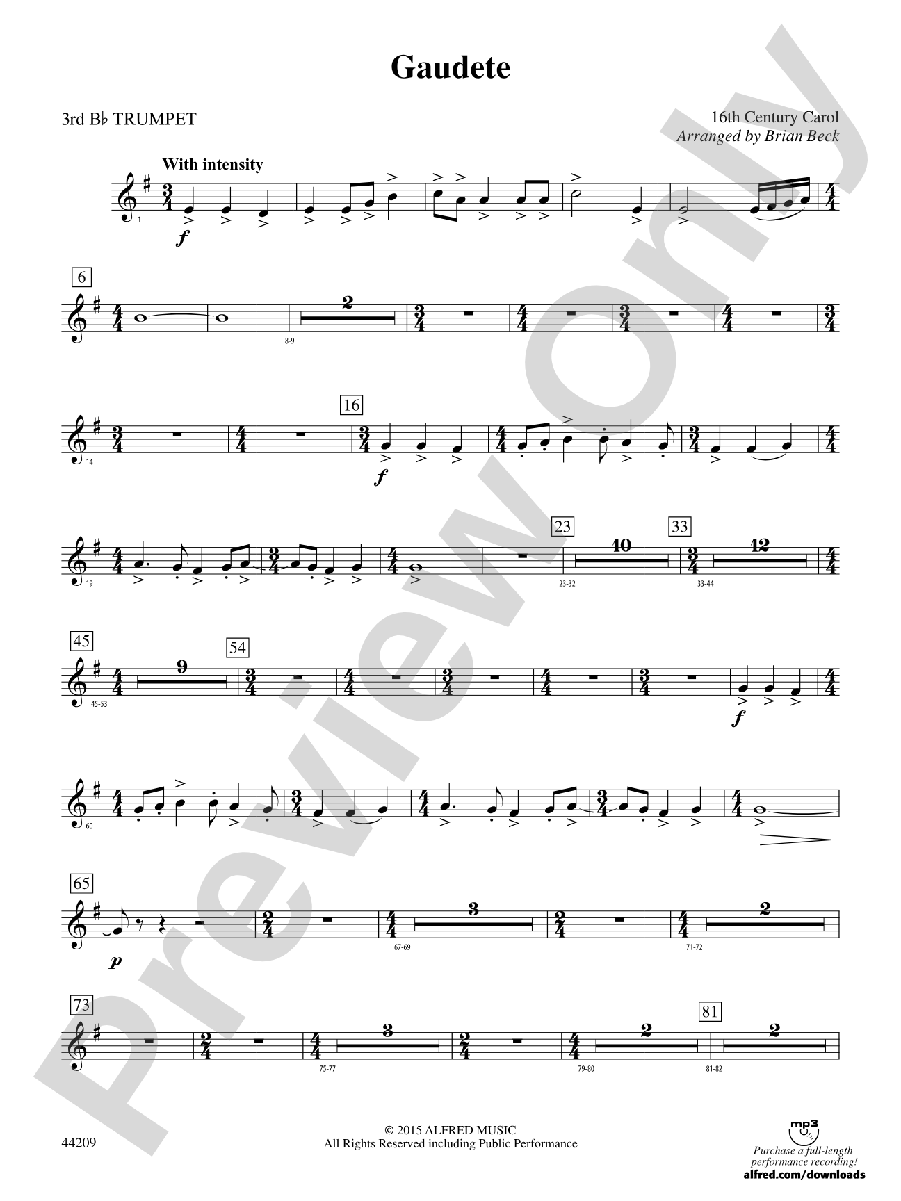 Gaudete: 3rd B-flat Trumpet