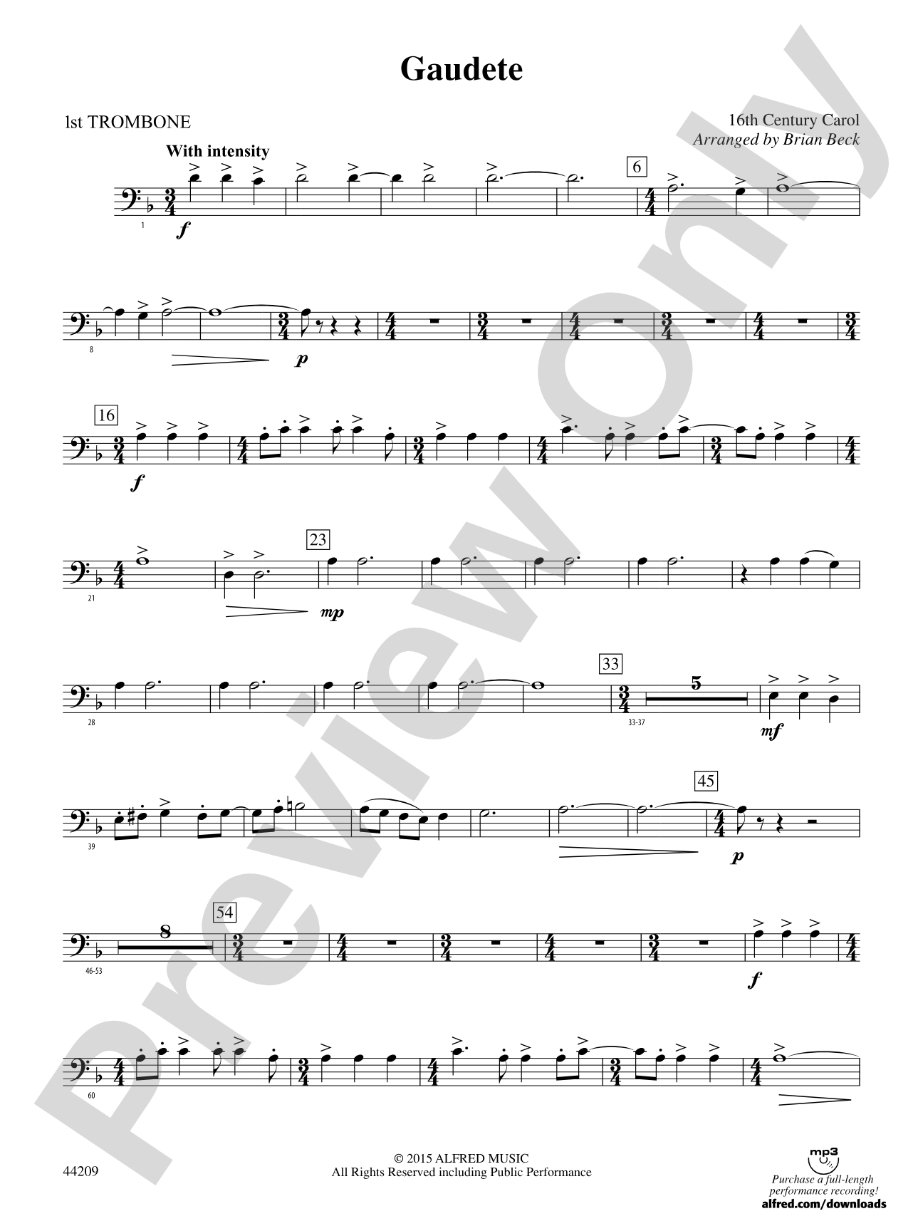 Gaudete: 1st Trombone