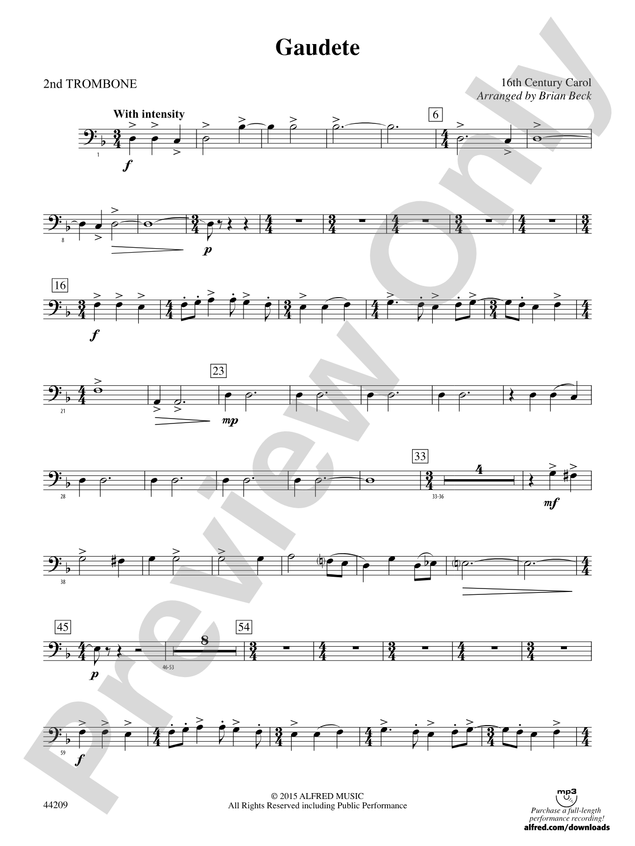 Gaudete: 2nd Trombone