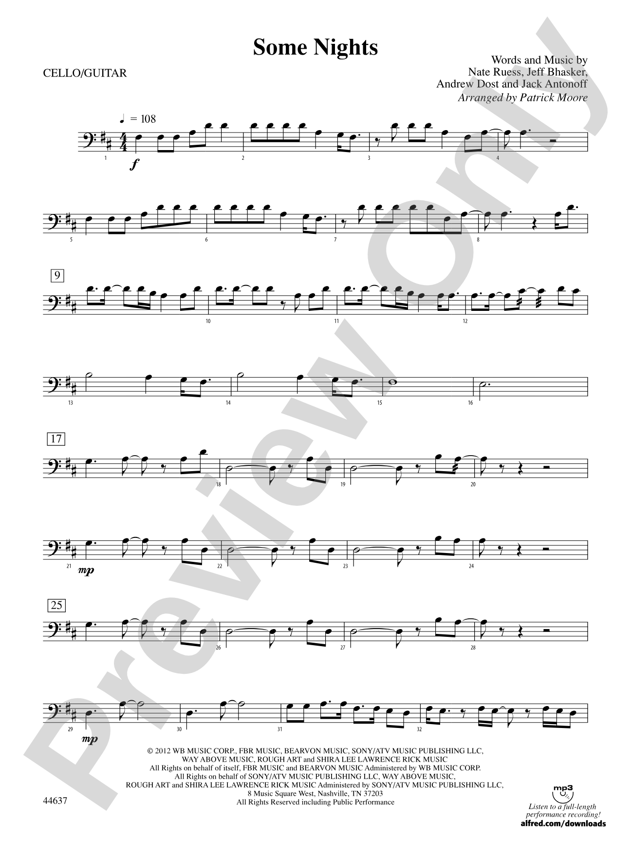 Some Nights: Cello