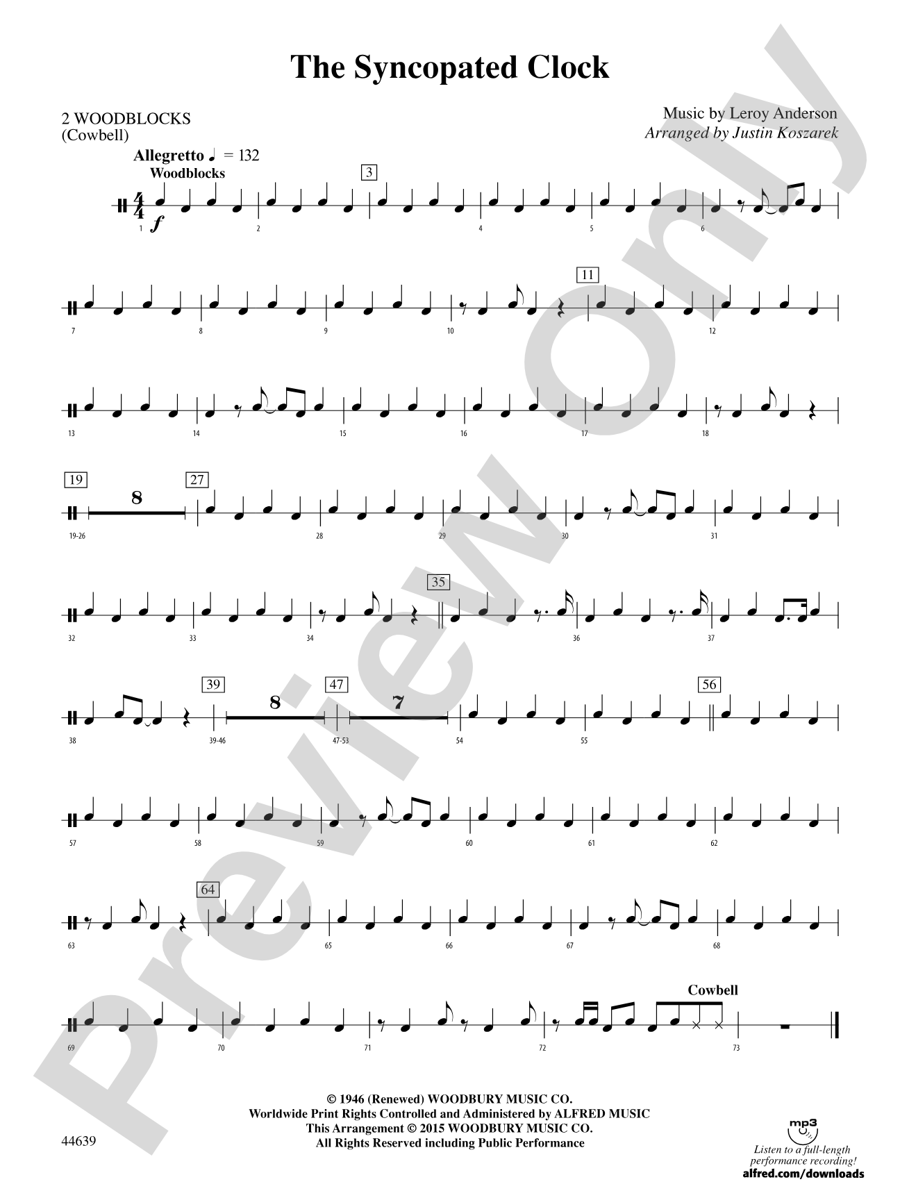 The Syncopated Clock: 1st Percussion