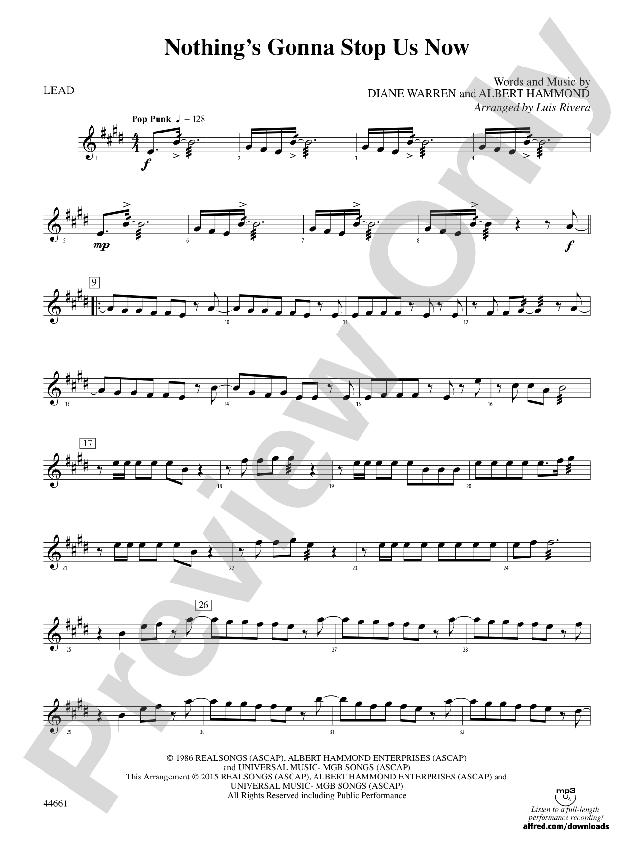 Nothing's Gonna Stop Us Now: 1st Percussion