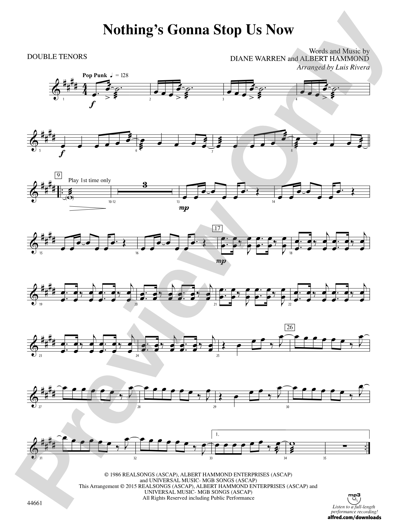 Nothing's Gonna Stop Us Now: 2nd Percussion