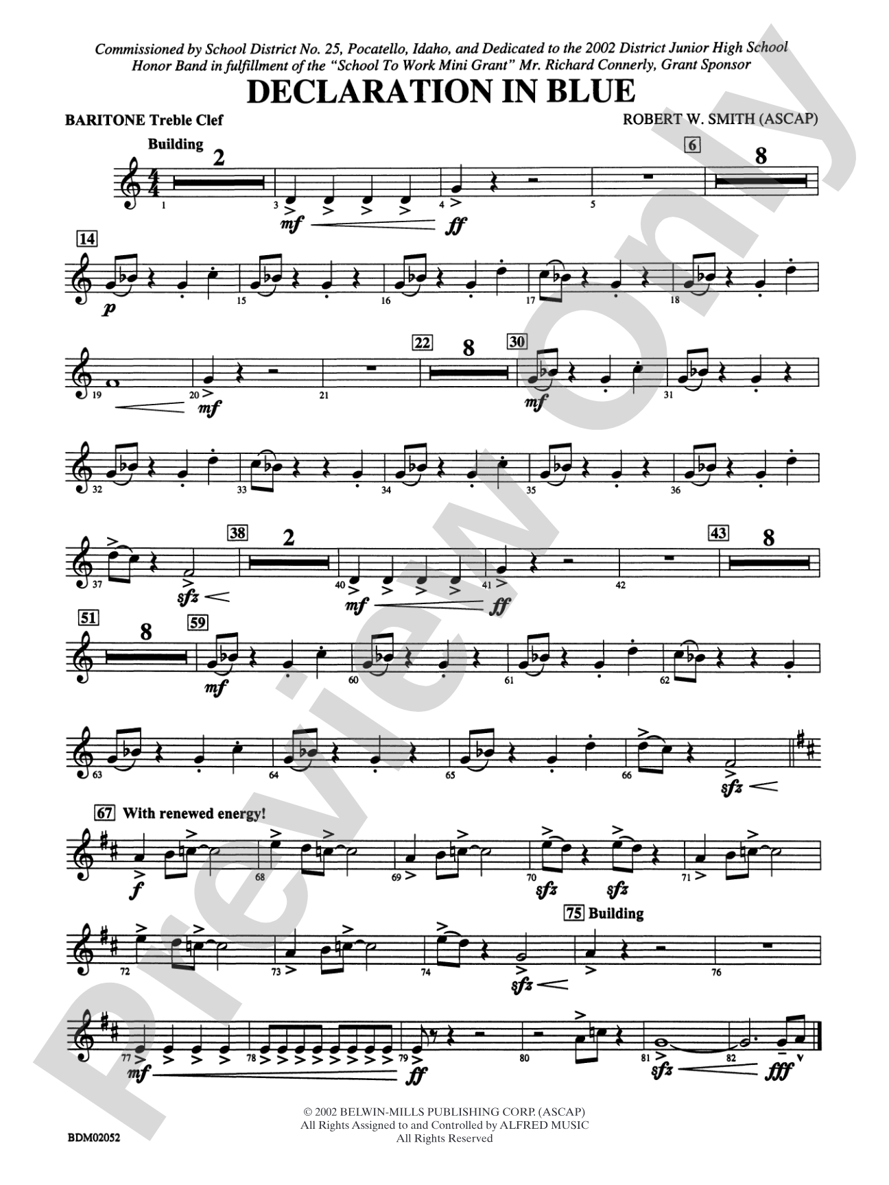 Declaration in Blue: Baritone T.C.