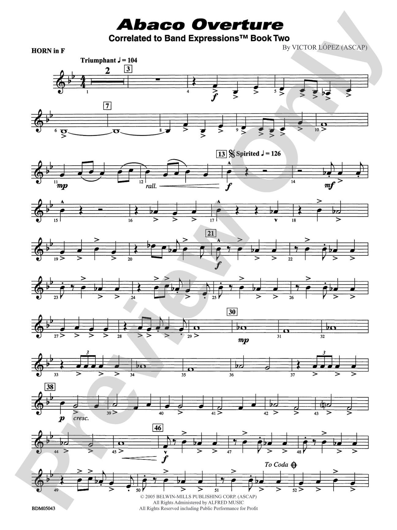 Abaco Overture: 1st F Horn