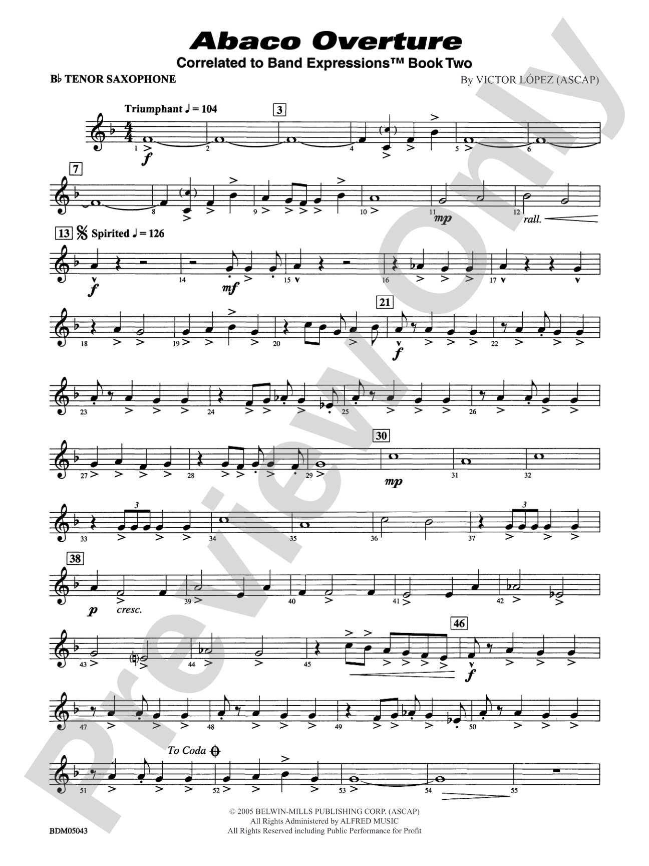 Abaco Overture: B-flat Tenor Saxophone