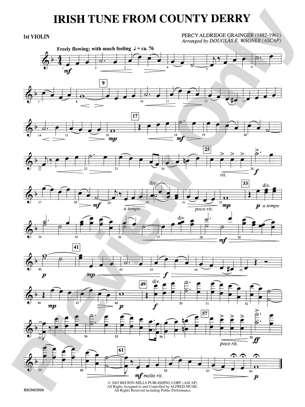 Irish Tune from County Derry: 1st Violin