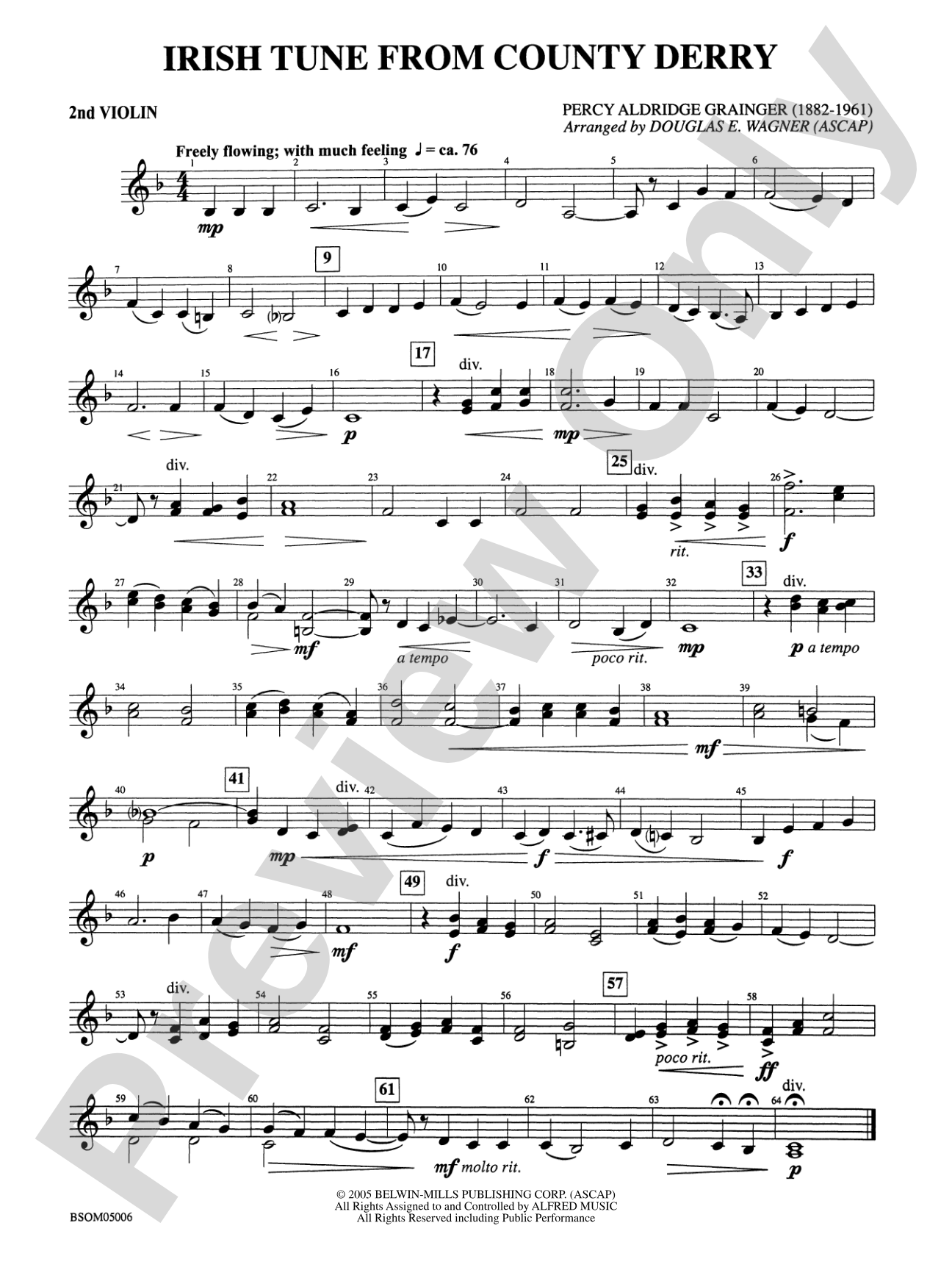 Irish Tune from County Derry: 2nd Violin