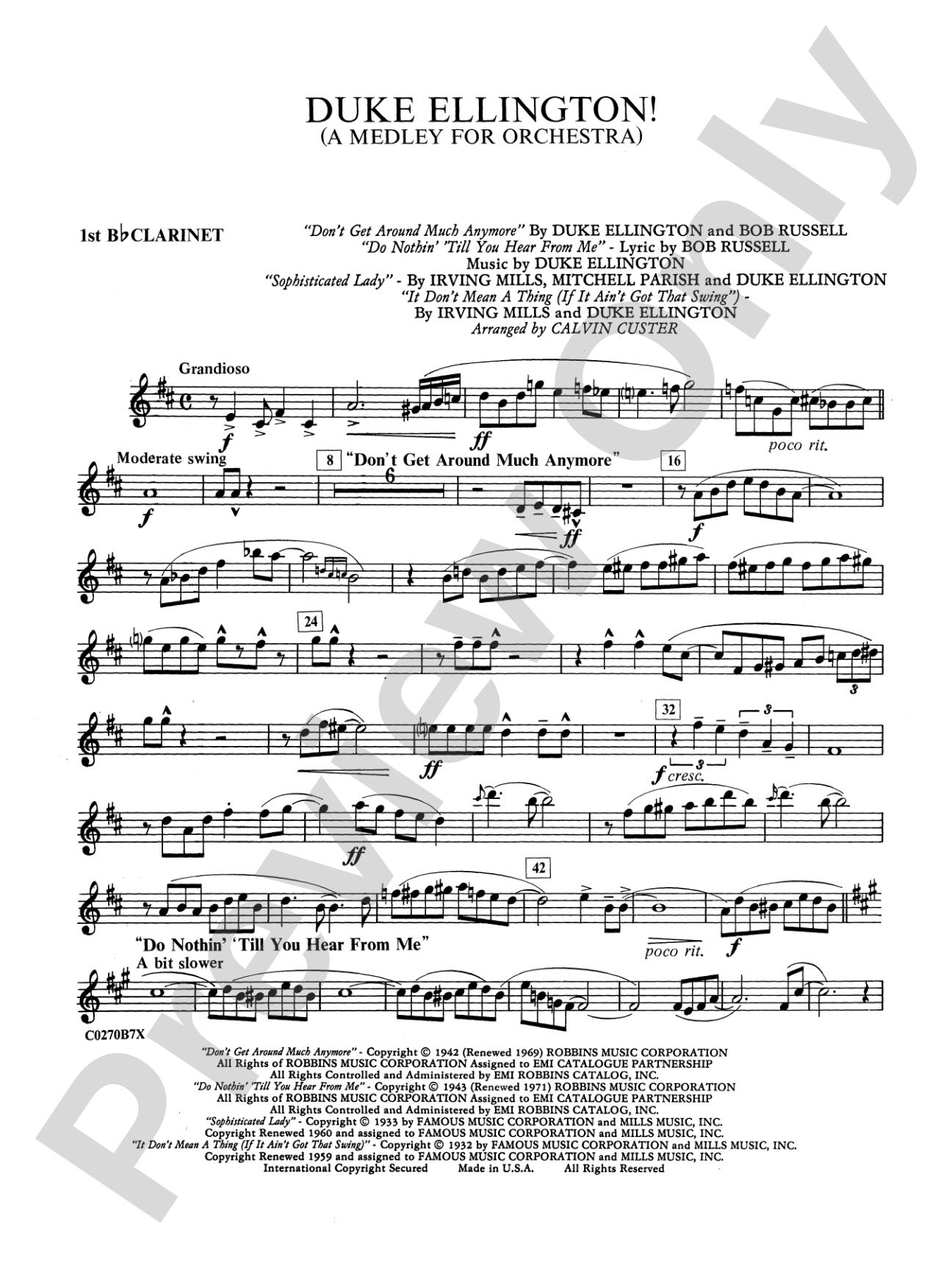 Duke Ellington: 1st B-flat Clarinet