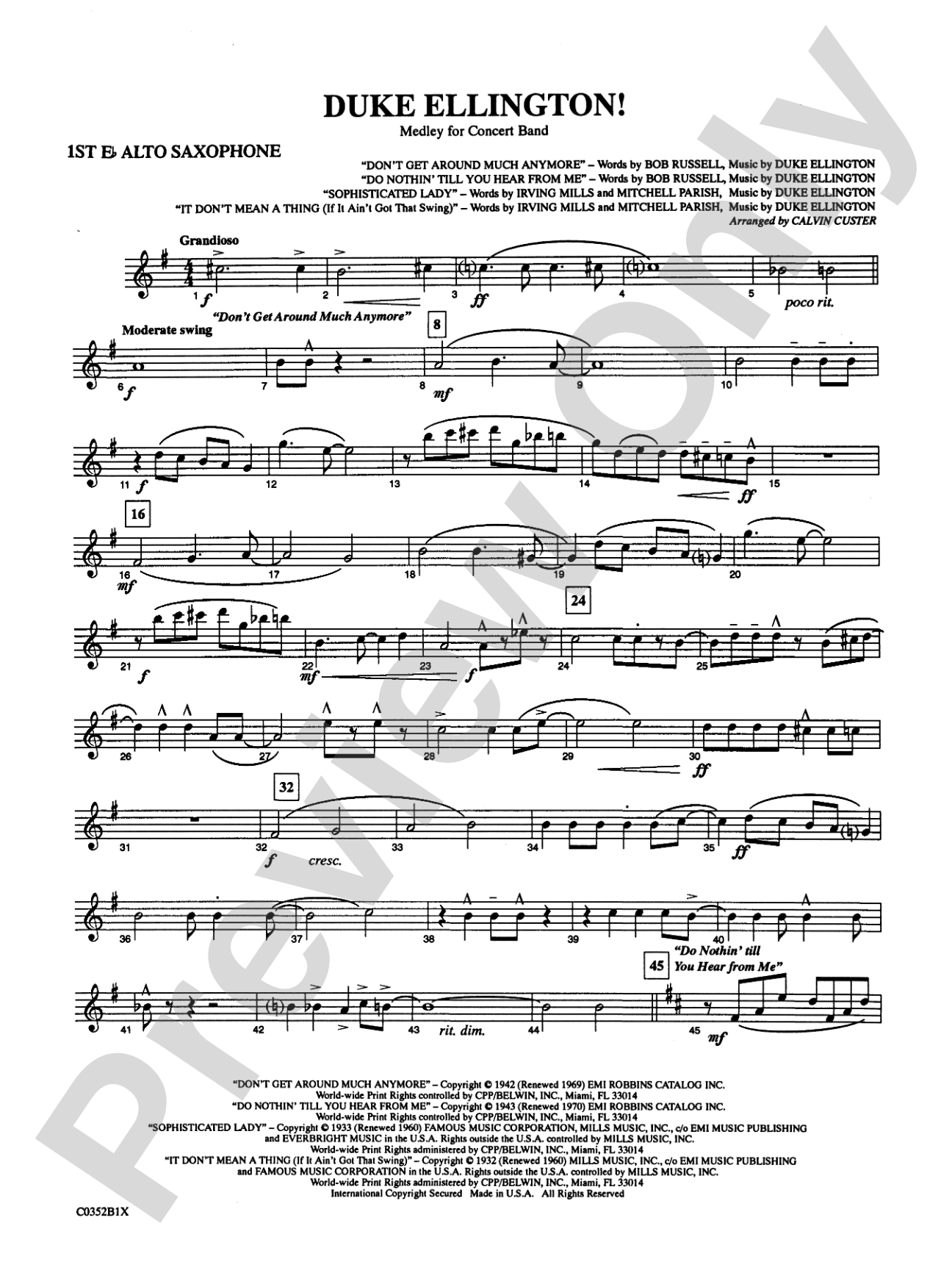 Duke Ellington! (Medley for Concert Band): E-flat Alto Saxophone