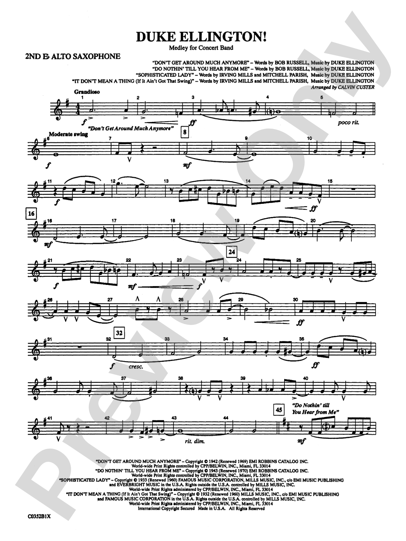 Duke Ellington! (Medley for Concert Band): 2nd E-flat Alto Saxophone