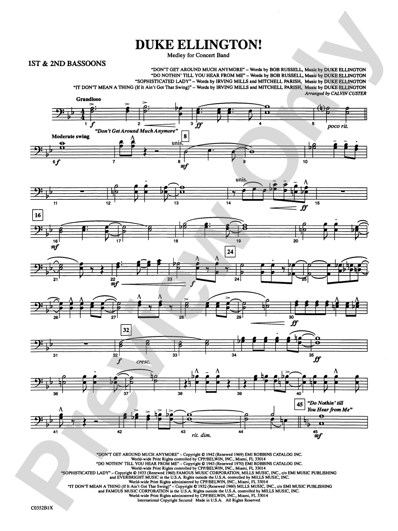 Duke Ellington! (Medley for Concert Band): 1st & 2nd Bassoon