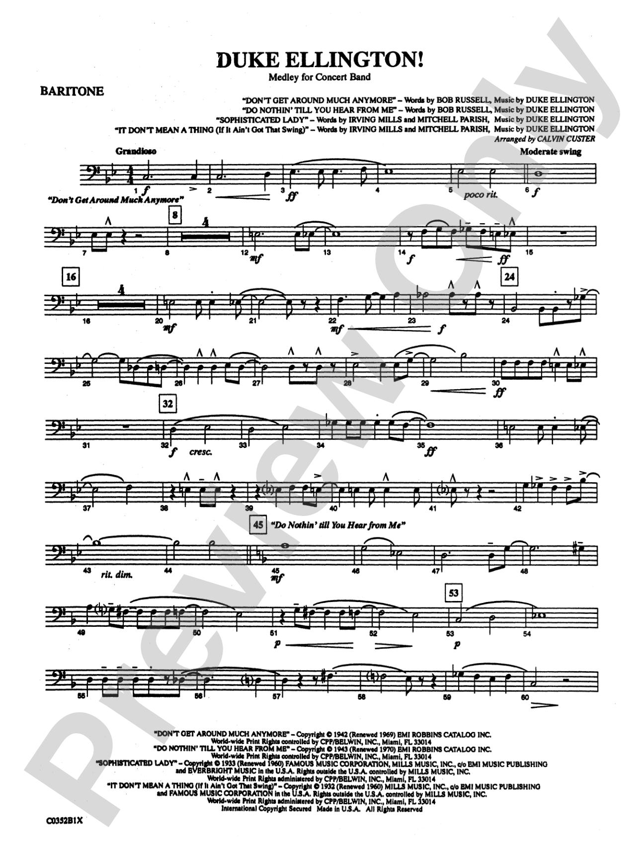 Duke Ellington! (Medley for Concert Band): Baritone B.C.