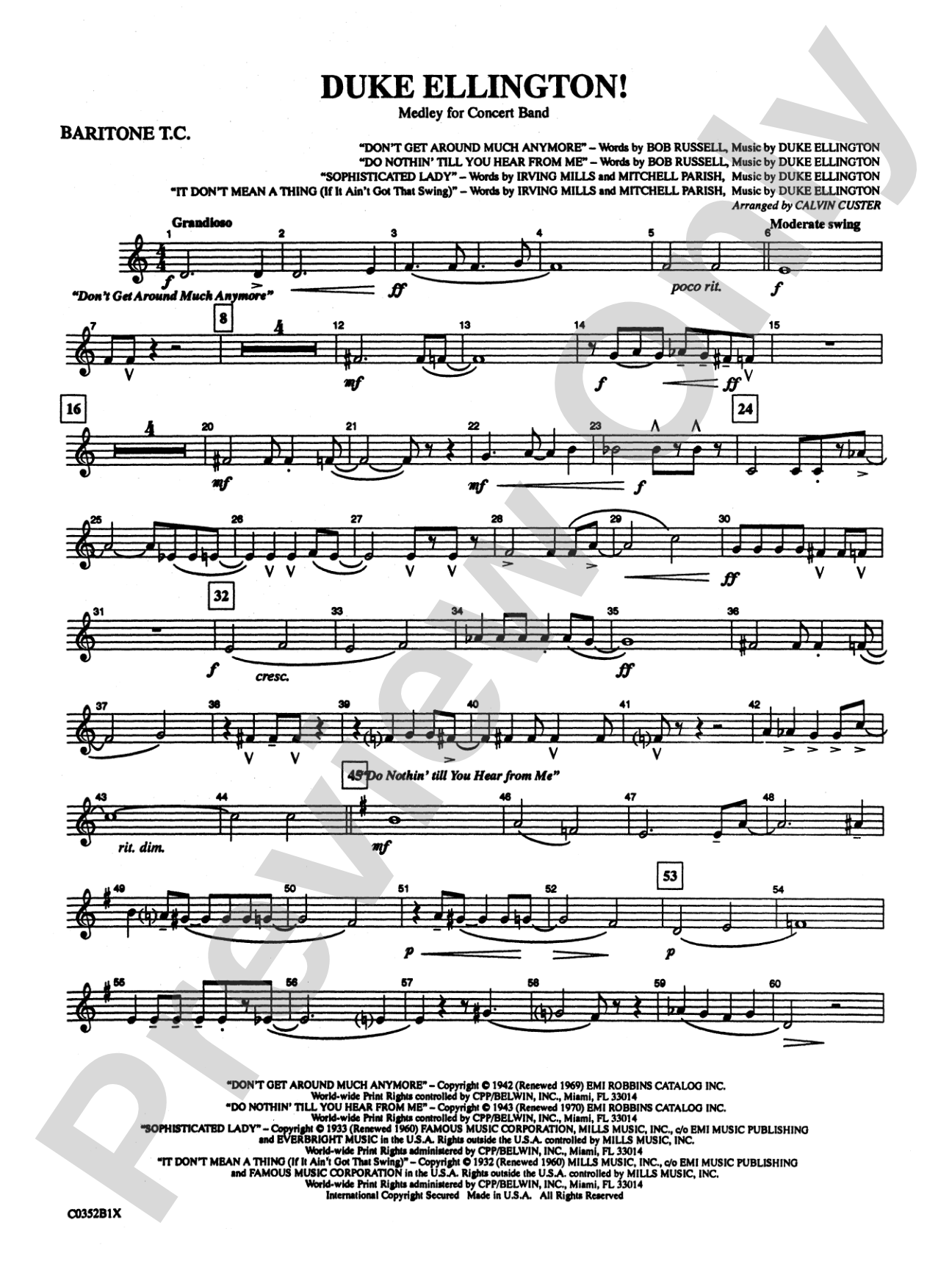 Duke Ellington! (Medley for Concert Band): Baritone T.C.