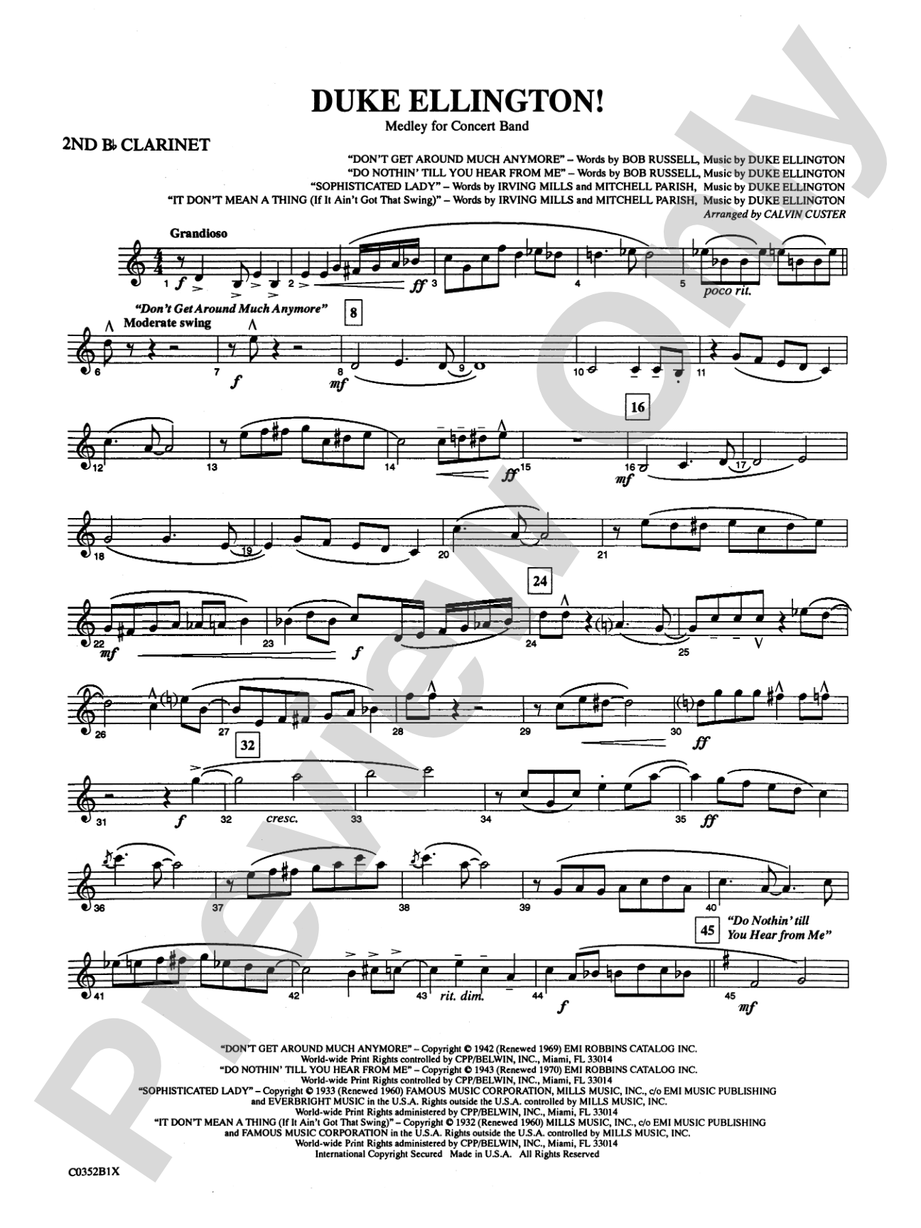 Duke Ellington! (Medley for Concert Band): 2nd B-flat Clarinet