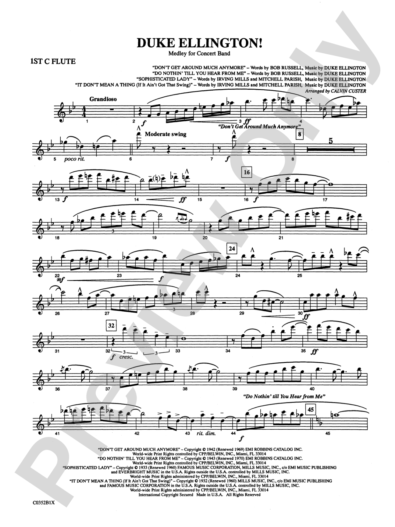 Duke Ellington! (Medley for Concert Band): Flute