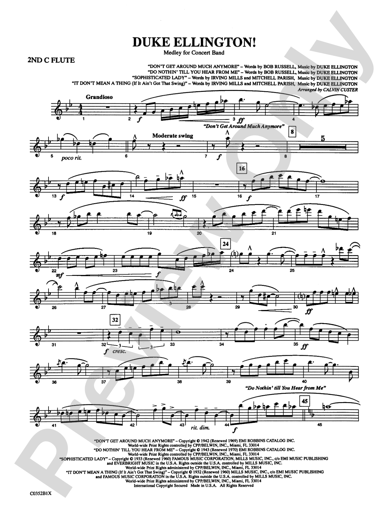 Duke Ellington! (Medley for Concert Band): 2nd Flute