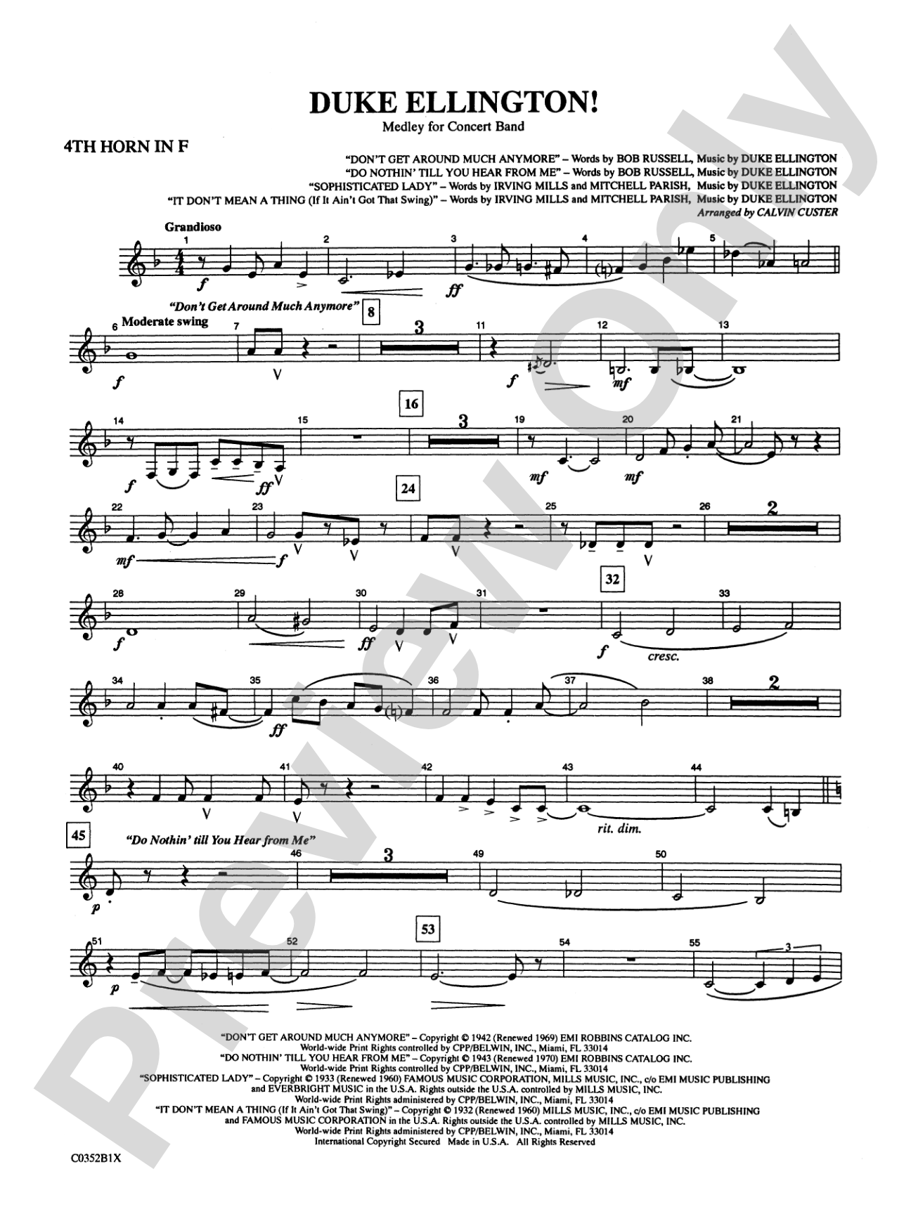Duke Ellington! (Medley for Concert Band): 4th F Horn