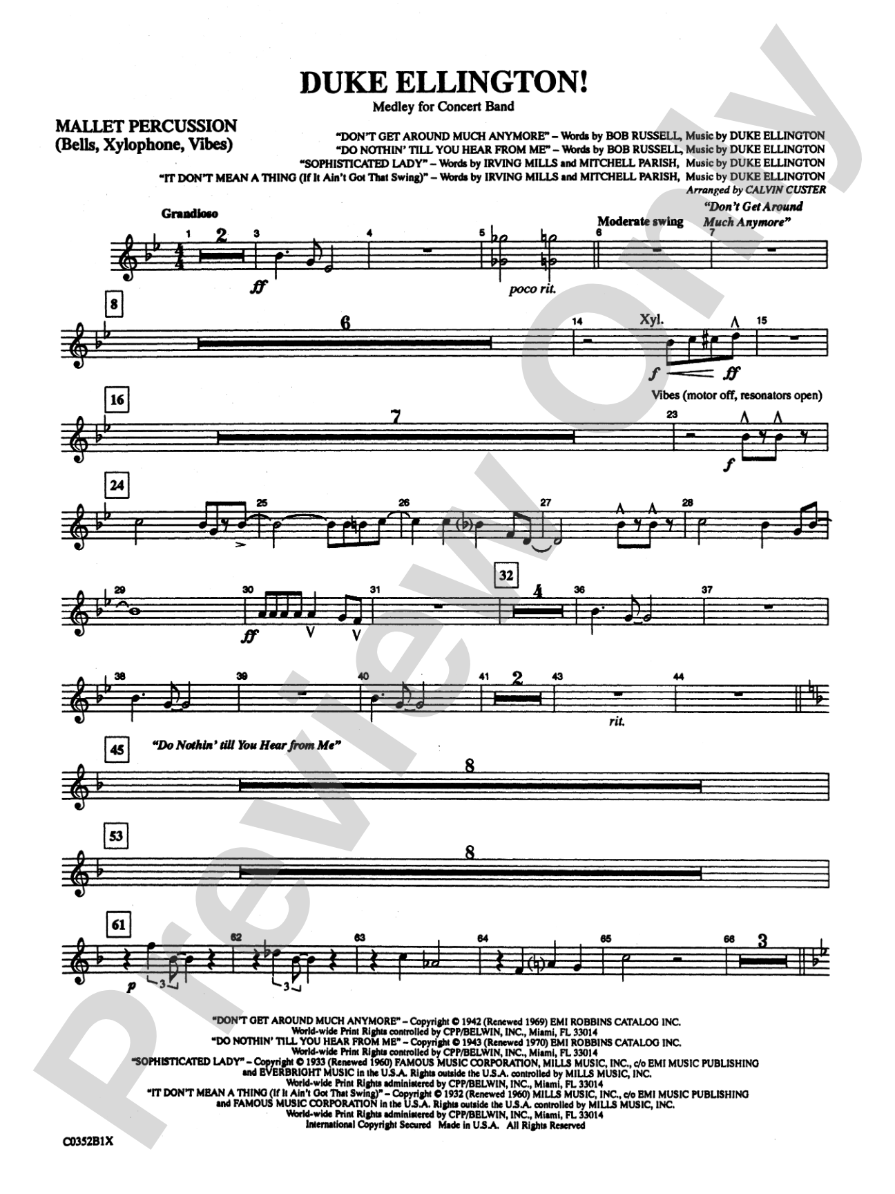 Duke Ellington! (Medley for Concert Band): Mallets