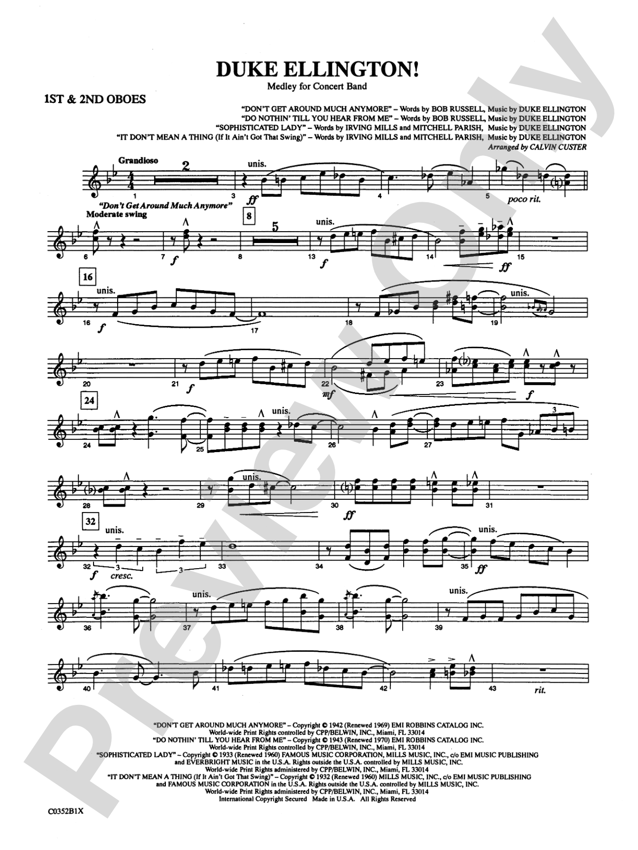 Duke Ellington! (Medley for Concert Band): 1st & 2nd Oboe